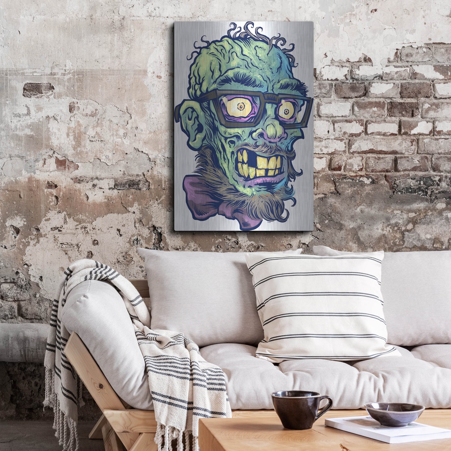 Luxe Metal Art 'Zombie Pattern Head 02' by Flyland Designs, Metal Wall Art,24x36