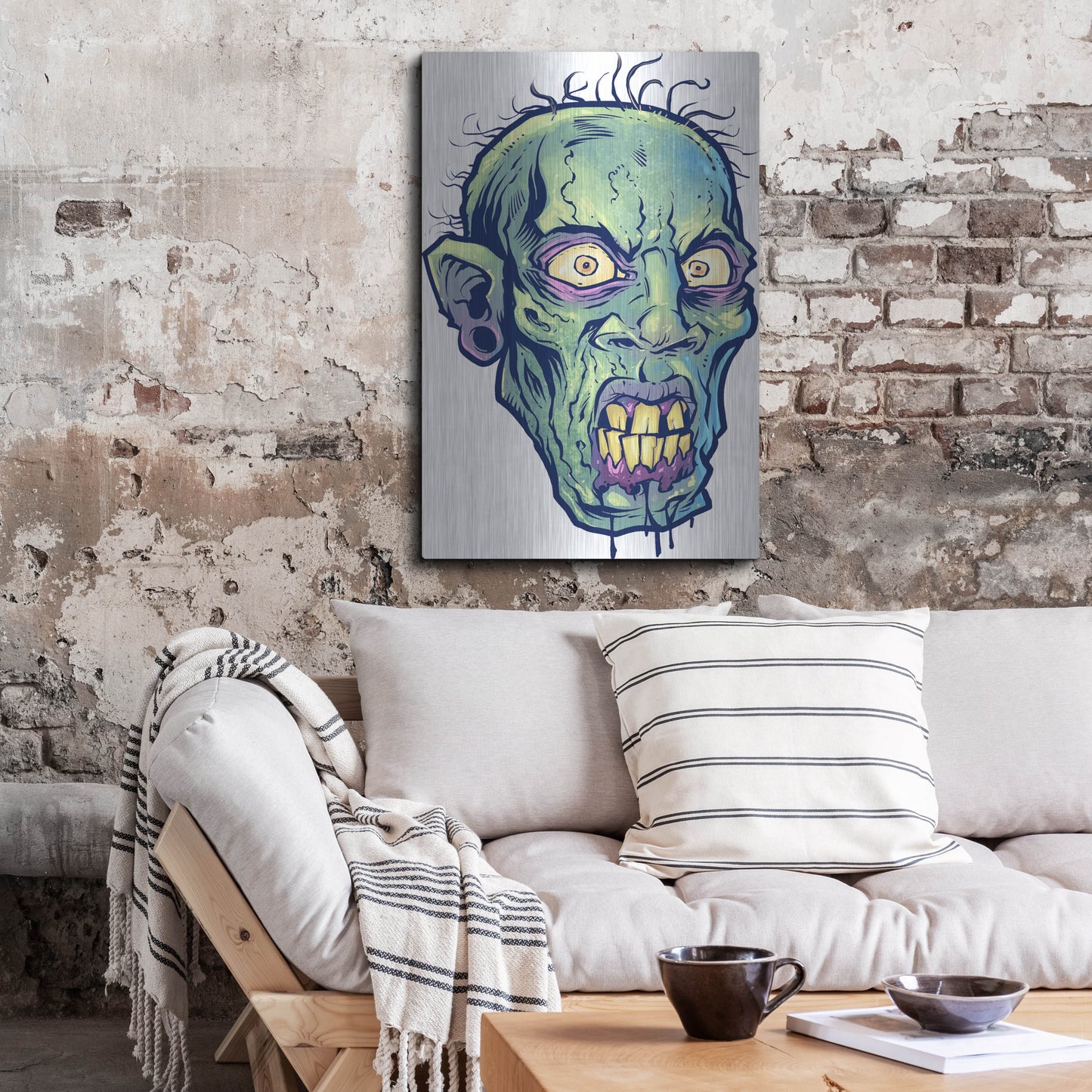 Luxe Metal Art 'Zombie Pattern Head 07' by Flyland Designs, Metal Wall Art,24x36