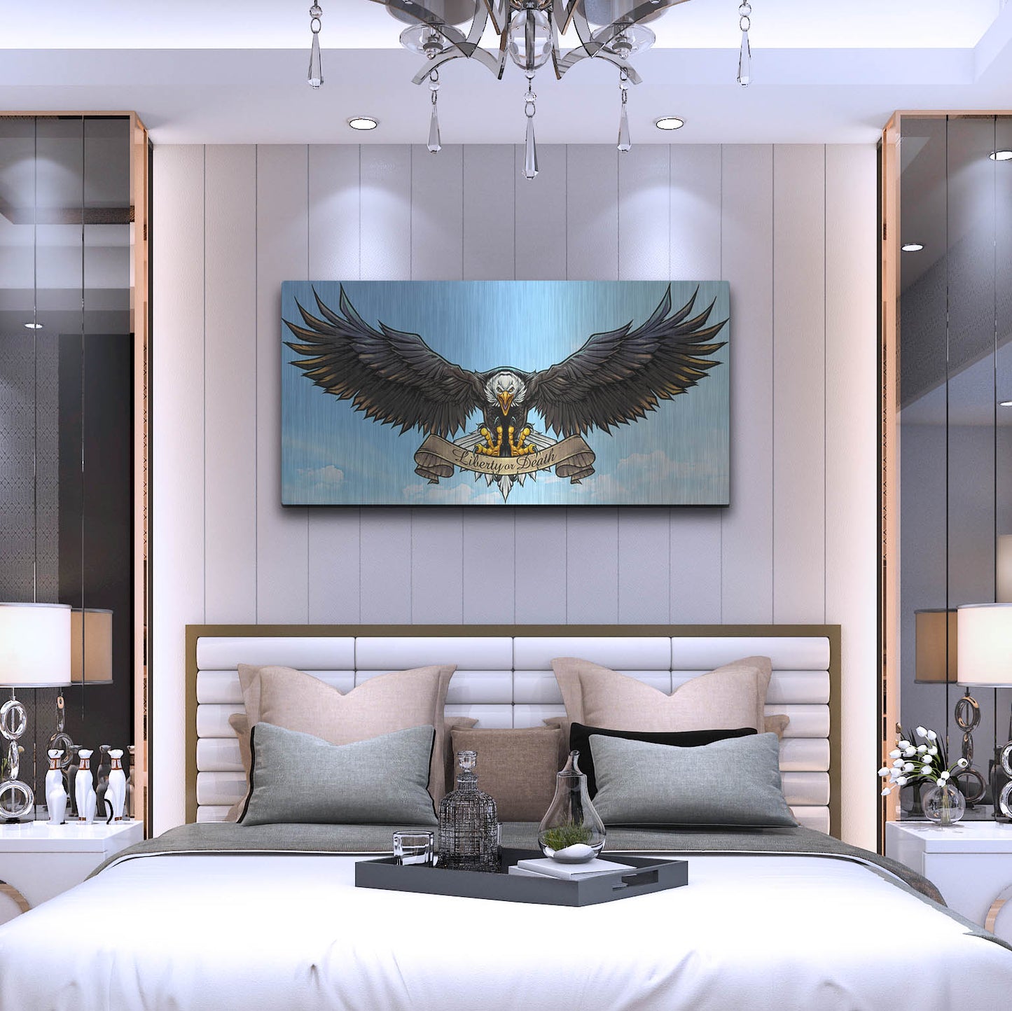 Luxe Metal Art 'American Eagle Sky' by Flyland Designs, Metal Wall Art,48x24
