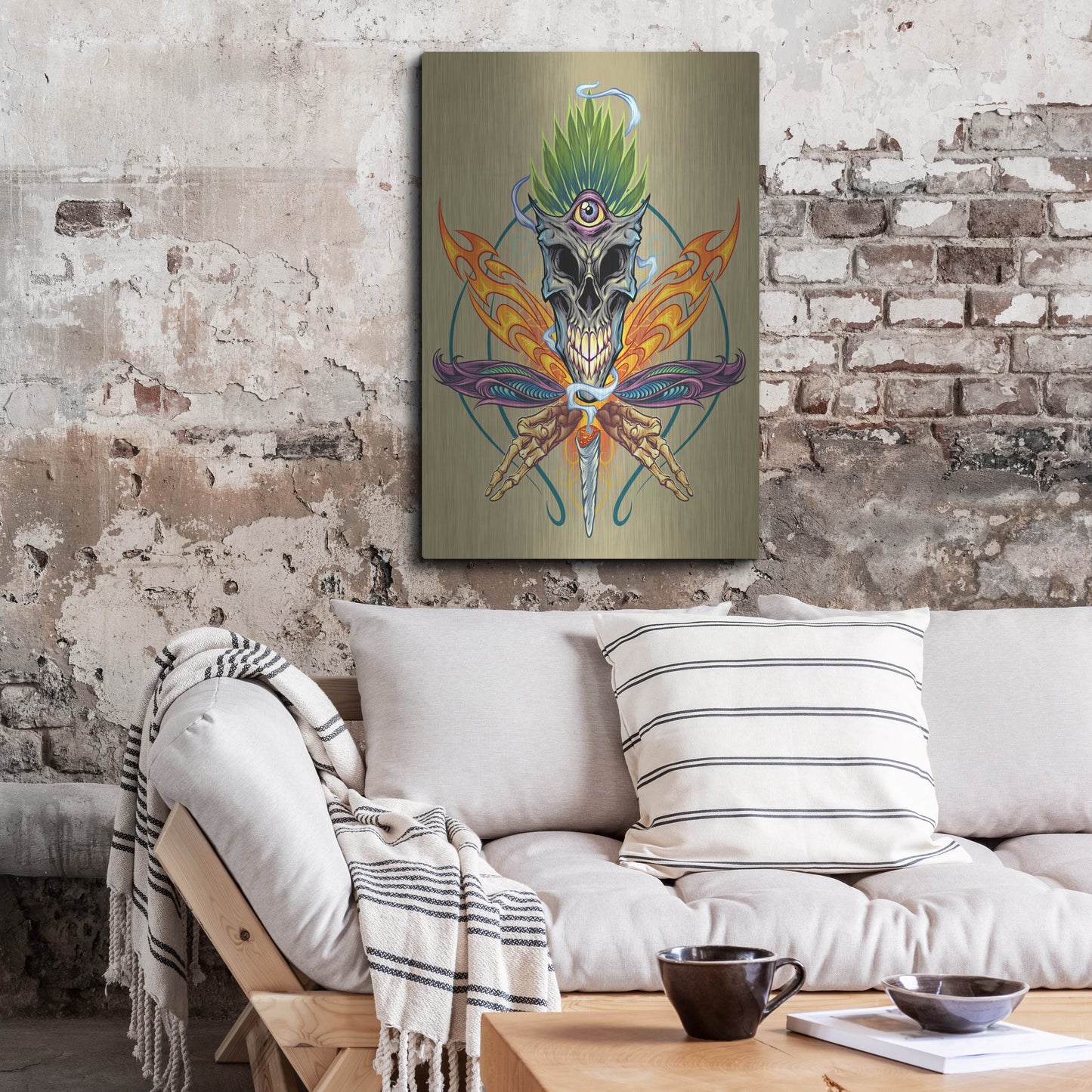 Luxe Metal Art 'Cannabis Skull Illustration' by Flyland Designs, Metal Wall Art,24x36