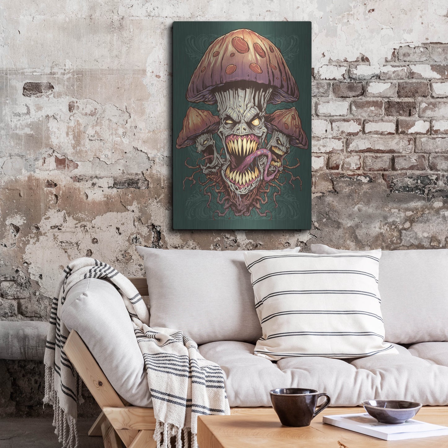 Luxe Metal Art 'Evil Mushroom Color Scheme 02' by Flyland Designs, Metal Wall Art,24x36
