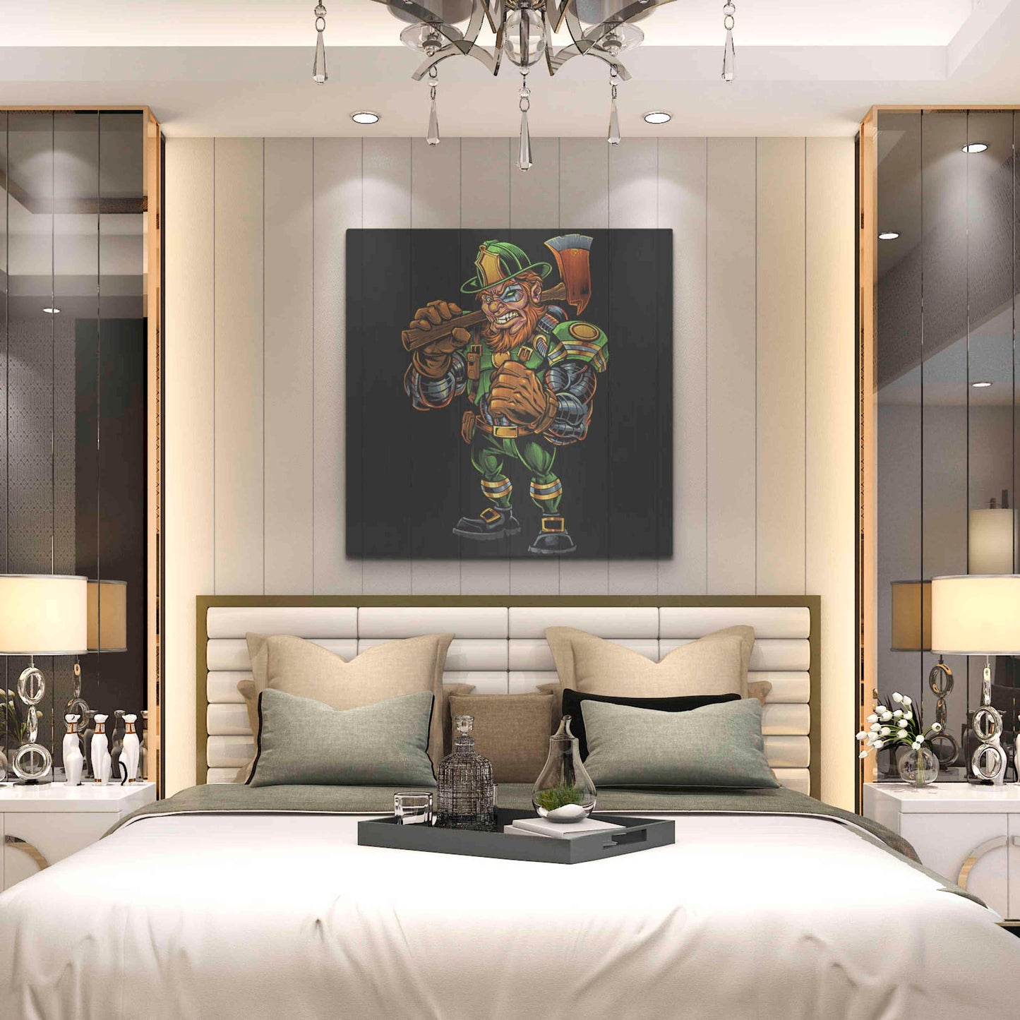 Luxe Metal Art 'Fire Fighter Cyborg Leprechaun' by Flyland Designs, Metal Wall Art,36x36