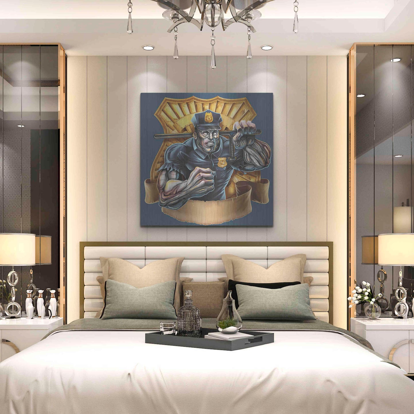 Luxe Metal Art 'Metal Skin Police Officer' by Flyland Designs, Metal Wall Art,36x36