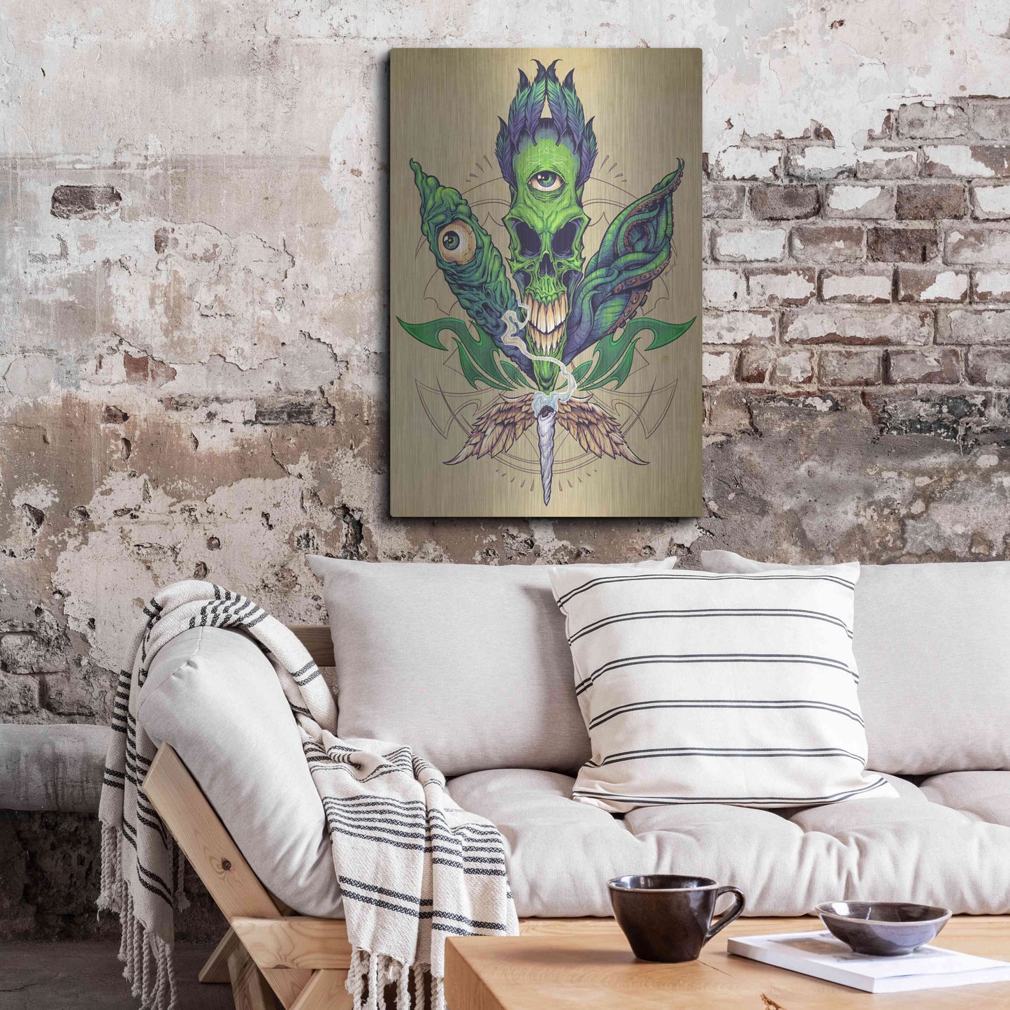 Luxe Metal Art 'Pot Leaf Skull' by Flyland Designs, Metal Wall Art,24x36