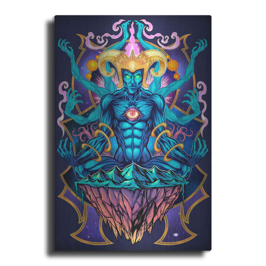 Luxe Metal Art 'Psychedelic Meditating God' by Flyland Designs, Metal Wall Art