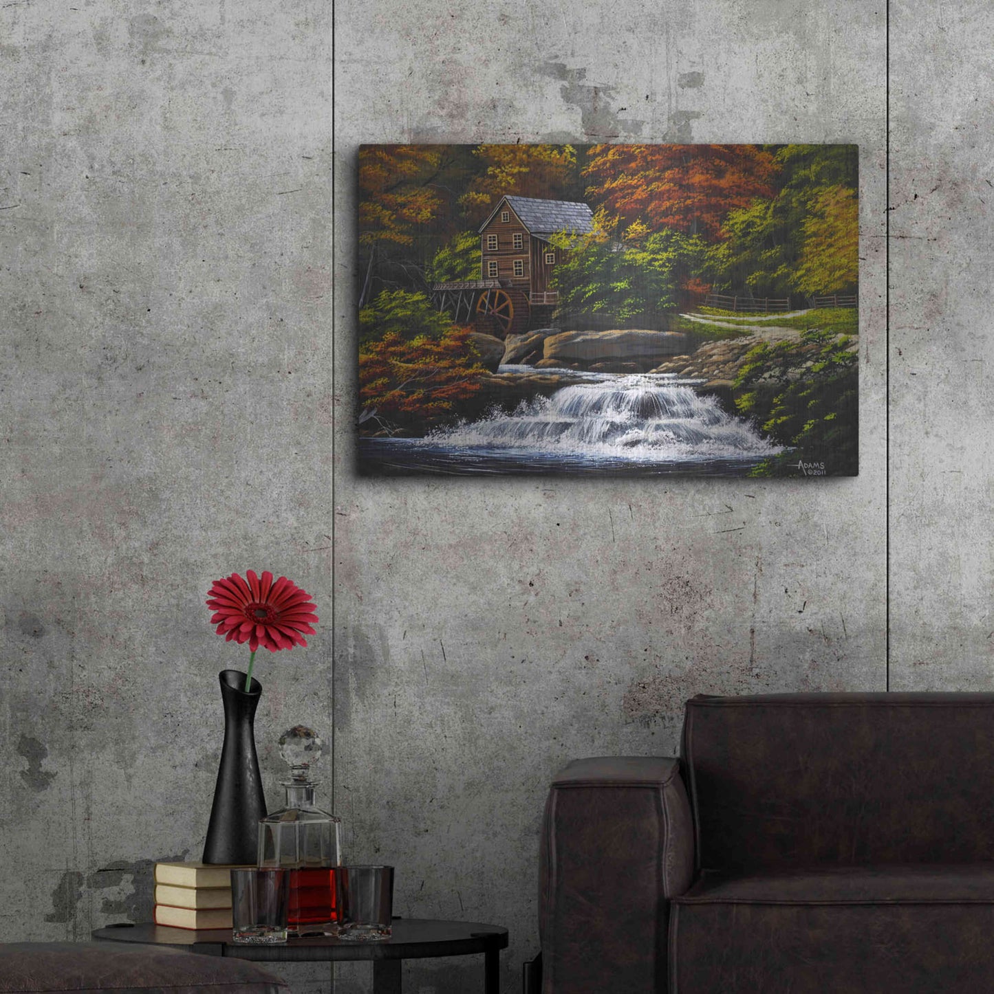 Luxe Metal Art 'Autumn Mill' by Gary Adams, Metal Wall Art,36x24