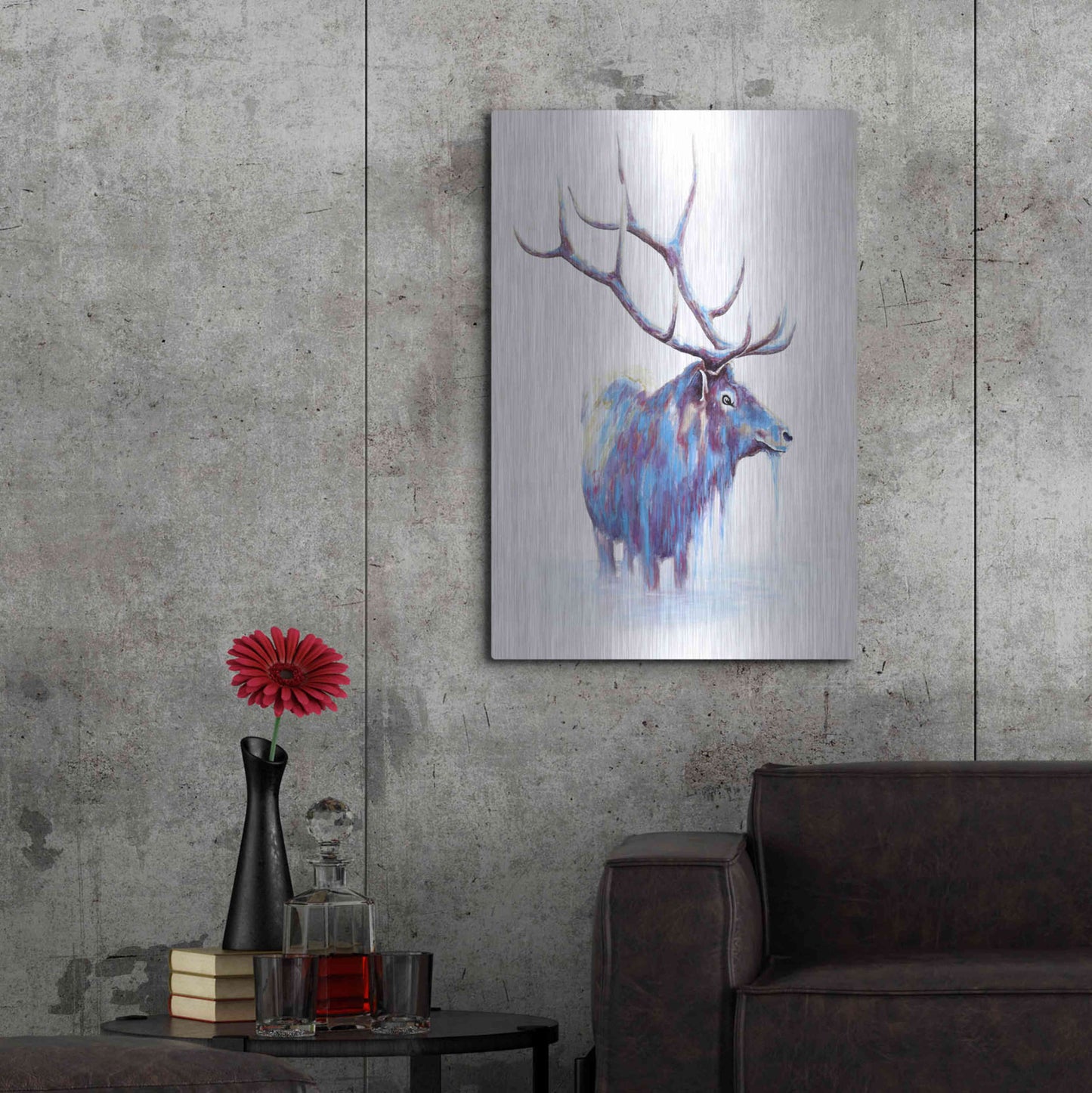 Luxe Metal Art 'Elk in Water' by Michelle Faber, Metal Wall Art,24x36