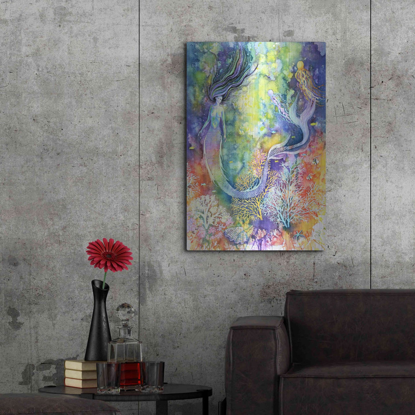 Luxe Metal Art 'Mermaid' by Michelle Faber, Metal Wall Art,24x36