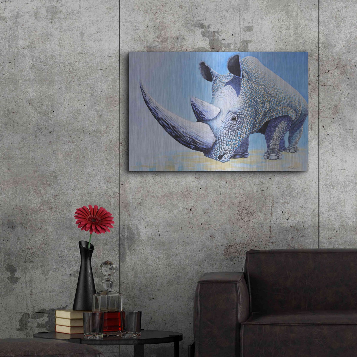 Luxe Metal Art 'Rhino' by Michelle Faber, Metal Wall Art,36x24