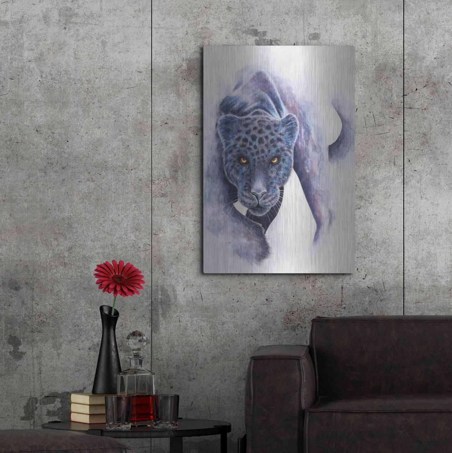 Luxe Metal Art 'Spotted Black Panther' by Michelle Faber, Metal Wall Art,24x36