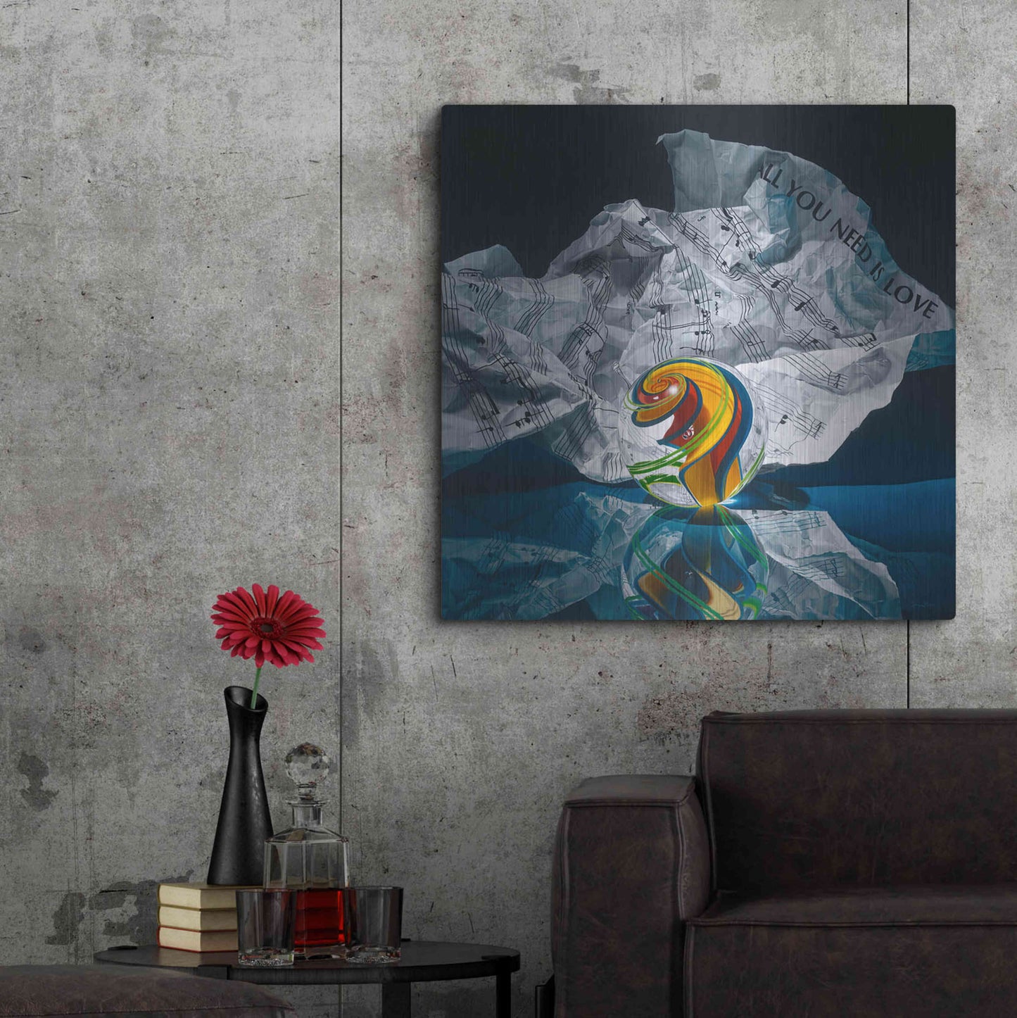 Luxe Metal Art 'All You Need Is Love' by Francois Chartier, Metal Wall Art,36x36