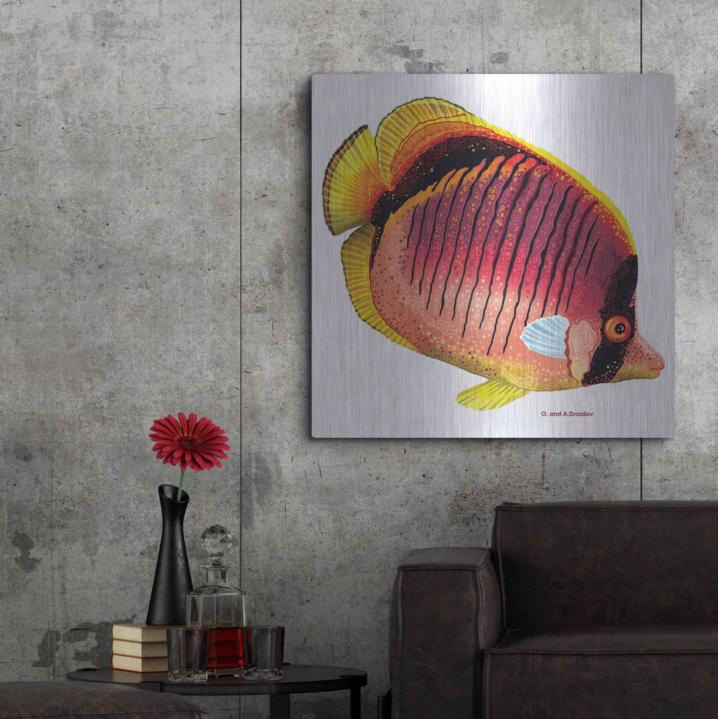 Luxe Metal Art 'New Fish 1' by Olga and Alexey Drozdov, Metal Wall Art,36x36