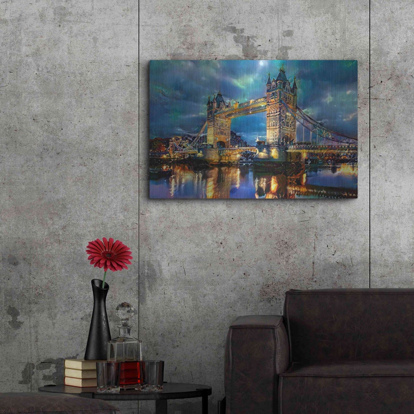 Luxe Metal Art 'England London Bridge' by Pedro Gavidia, Metal Wall Art,36x24