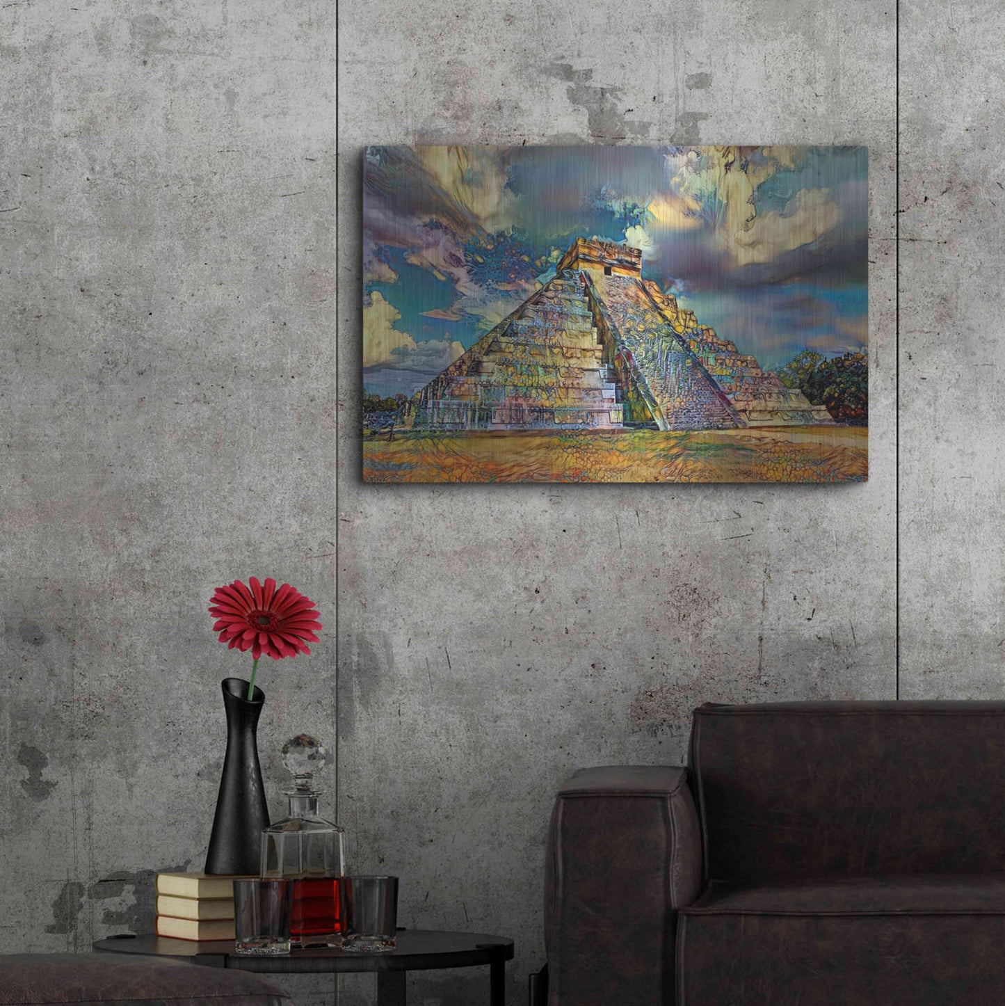 Luxe Metal Art 'Yucatan Mexico Chichen Itza' by Pedro Gavidia, Metal Wall Art,36x24