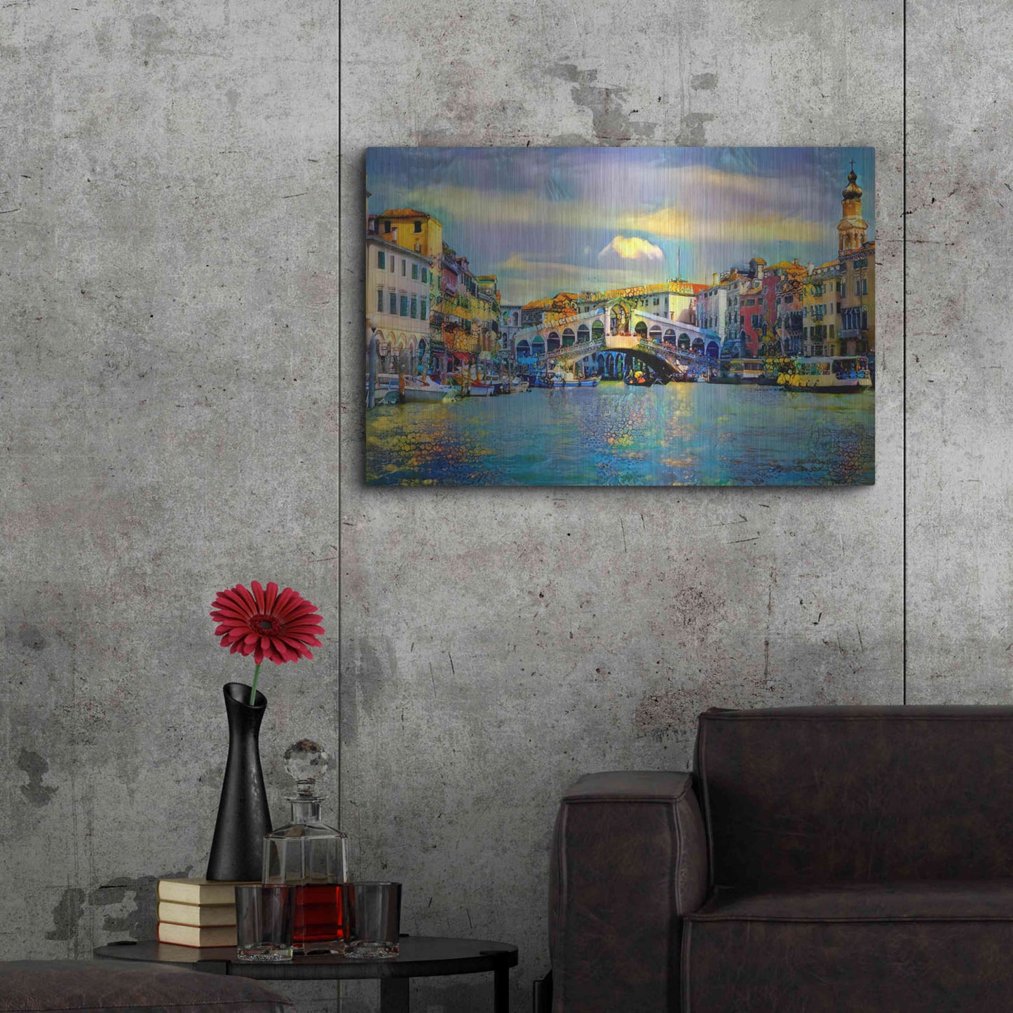 Luxe Metal Art 'Venice Italy Rialto Bridge' by Pedro Gavidia, Metal Wall Art,36x24
