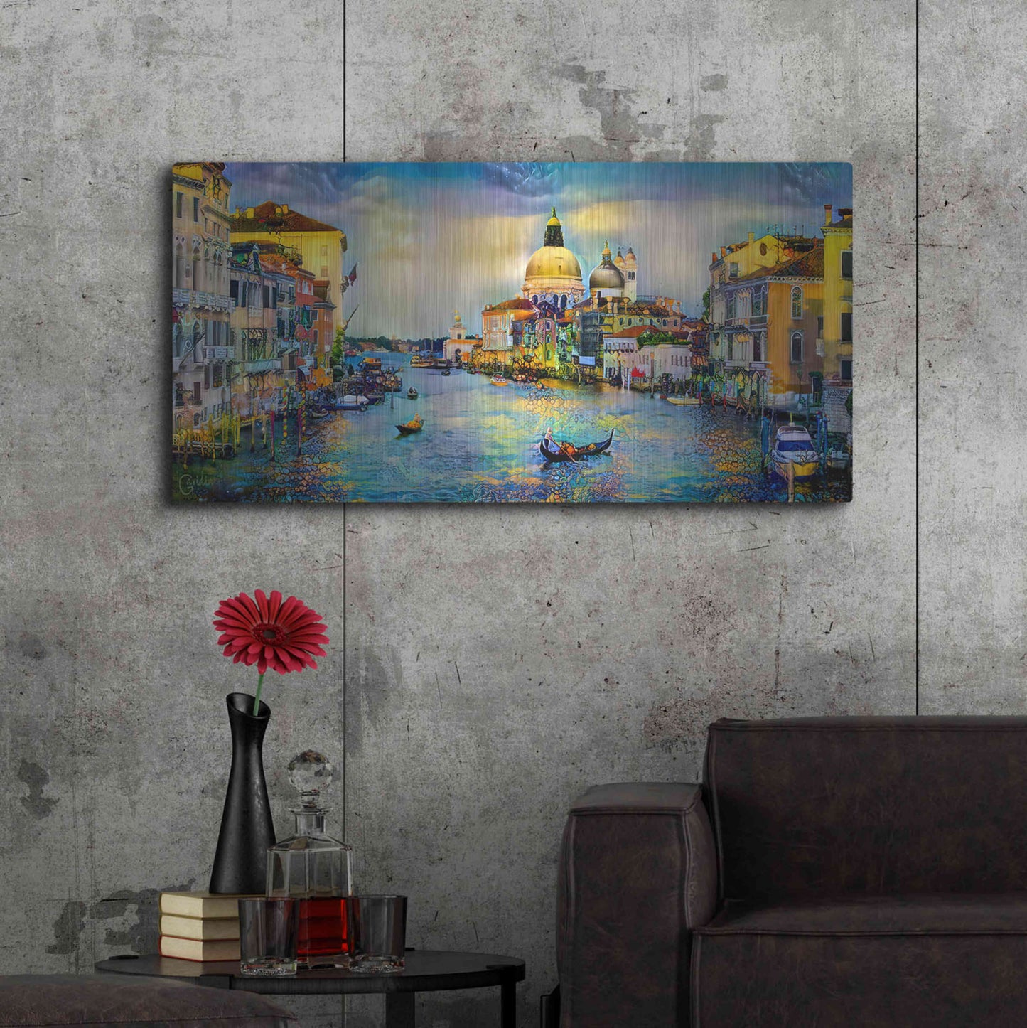 Luxe Metal Art 'Venice Italy Grand Canal and La Salute' by Pedro Gavidia, Metal Wall Art,48x24