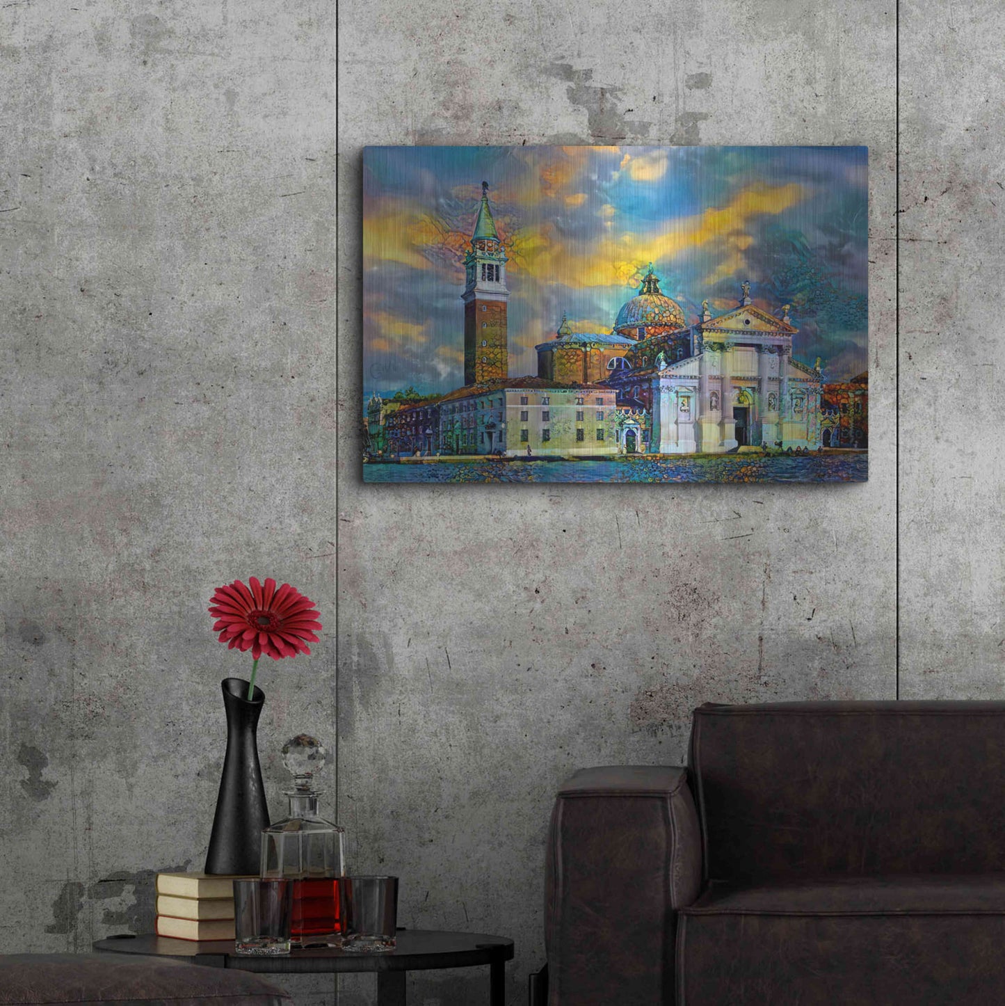 Luxe Metal Art 'Venice Italy Church of San Giorgio Maggiore' by Pedro Gavidia, Metal Wall Art,36x24