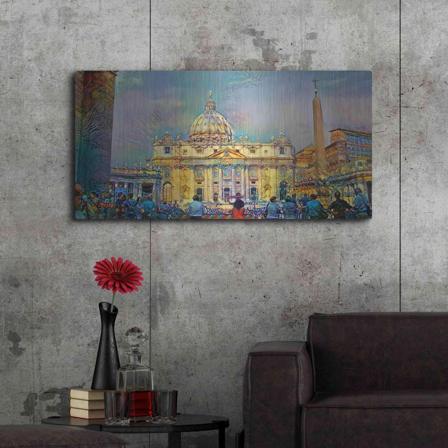 Luxe Metal Art 'Vatican City Saint Peter Basilica' by Pedro Gavidia, Metal Wall Art,48x24