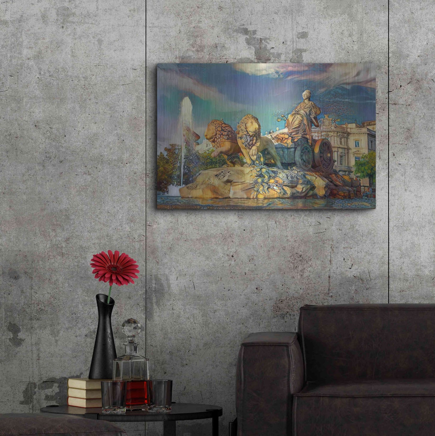 Luxe Metal Art 'Madrid Spain Cibeles Fountain' by Pedro Gavidia, Metal Wall Art,36x24