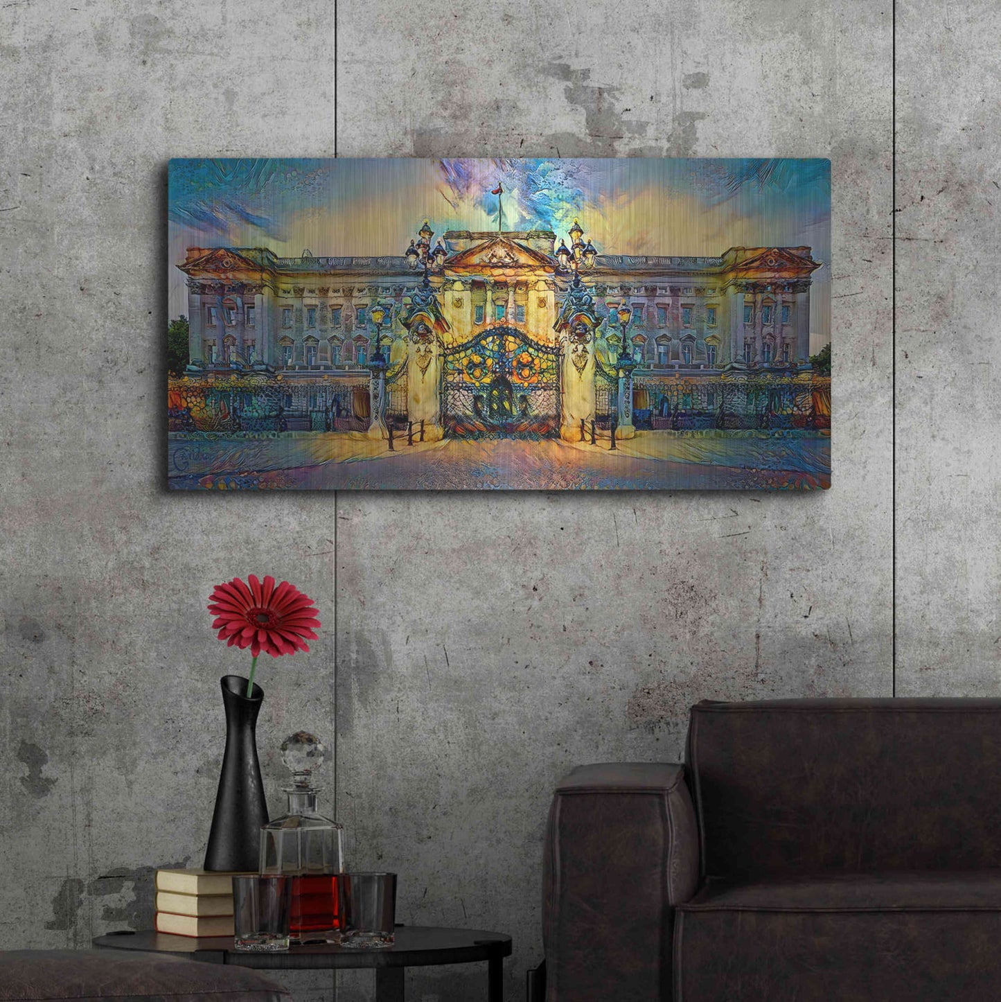 Luxe Metal Art 'London England Buckingham Palace' by Pedro Gavidia, Metal Wall Art,48x24