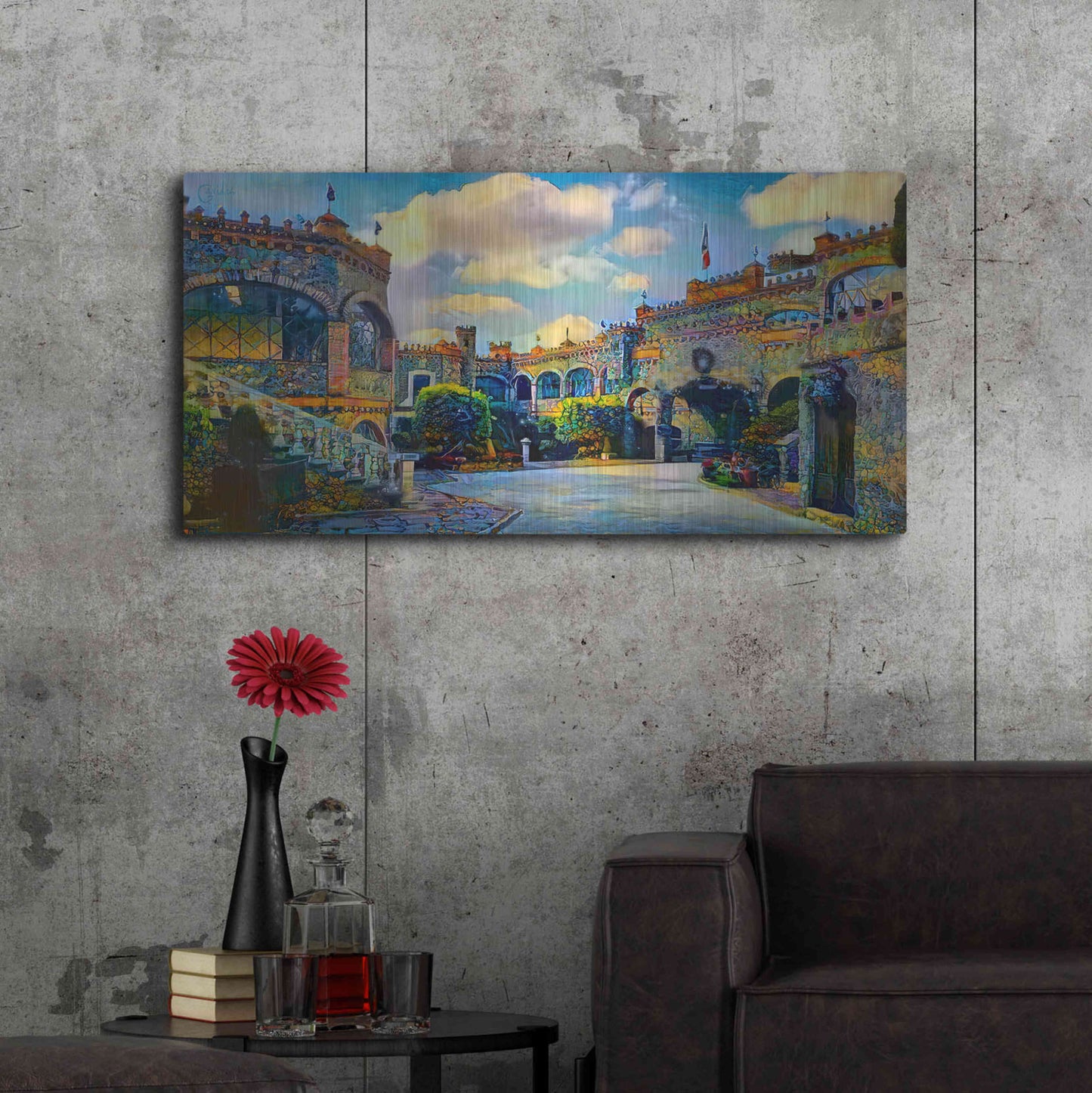 Luxe Metal Art 'Guanajuato Mexico Castillo de Santa Cecilia interior' by Pedro Gavidia, Metal Wall Art,48x24