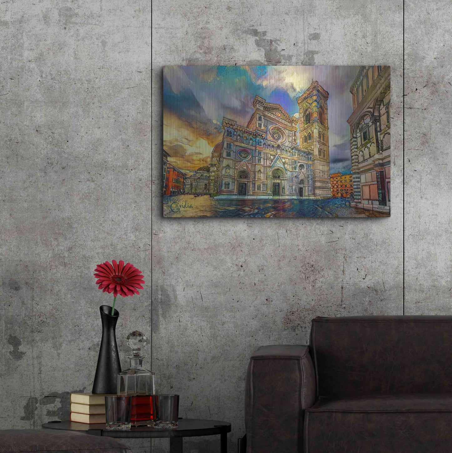 Luxe Metal Art 'Florence Italy Cathedral of Saint Mary of the Flower 2' by Pedro Gavidia, Metal Wall Art,36x24