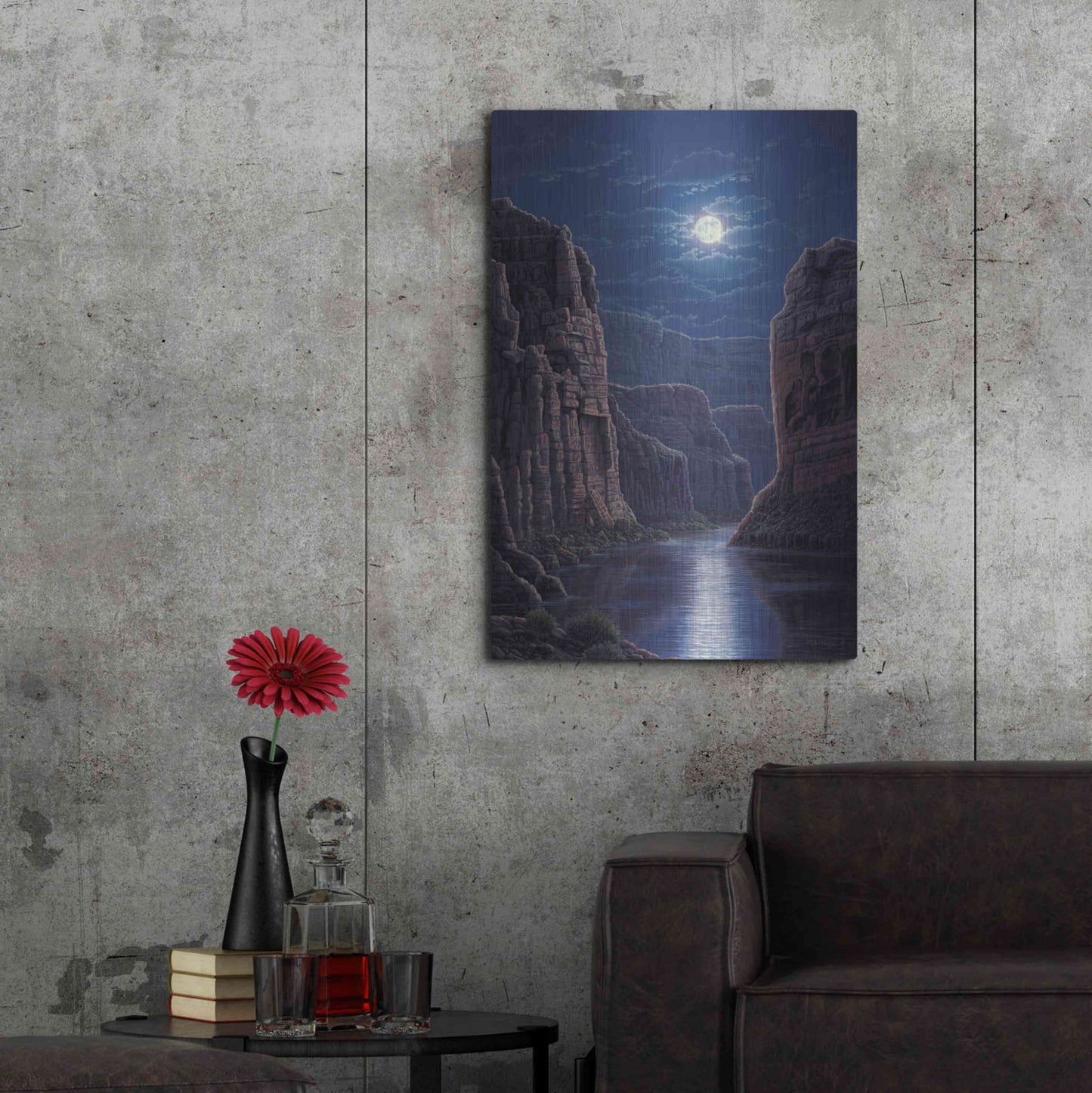Luxe Metal Art 'Moonlit Pass' by R. Hed, Metal Wall Art,24x36