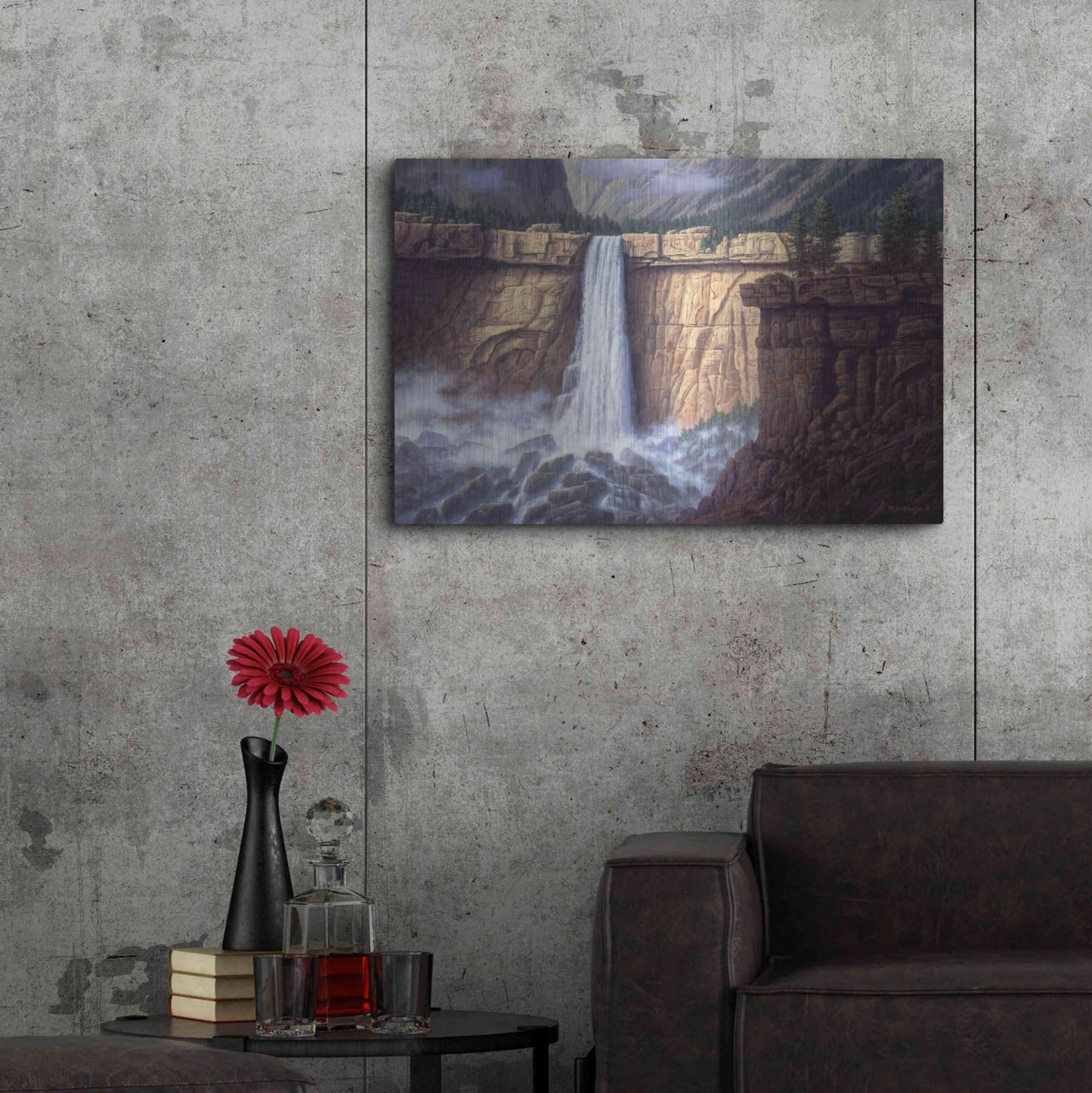 Luxe Metal Art 'Canyon Cascade' by R. Hed, Metal Wall Art,36x24