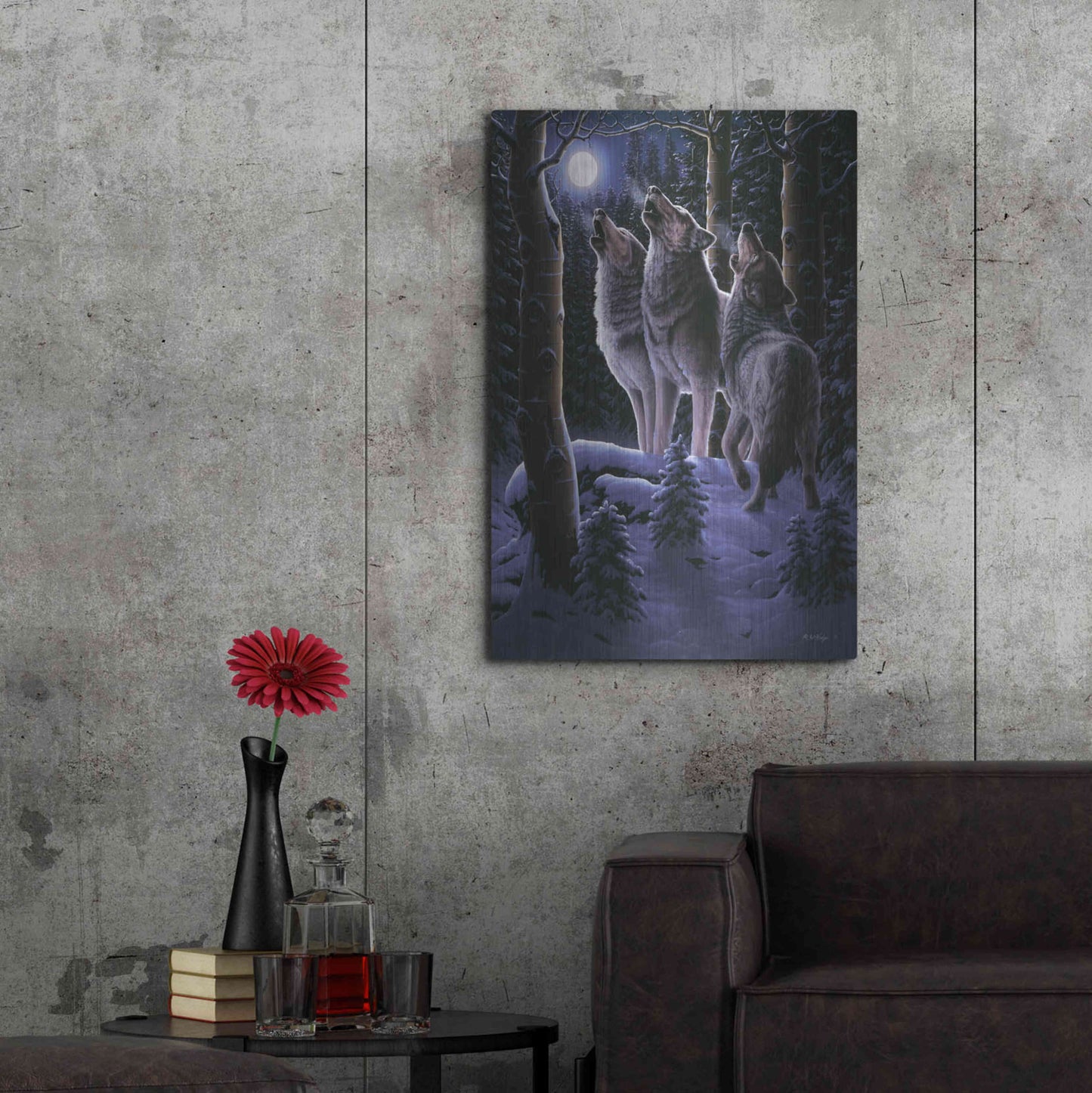 Luxe Metal Art 'Midnight Clear' by R. Hed, Metal Wall Art,24x36