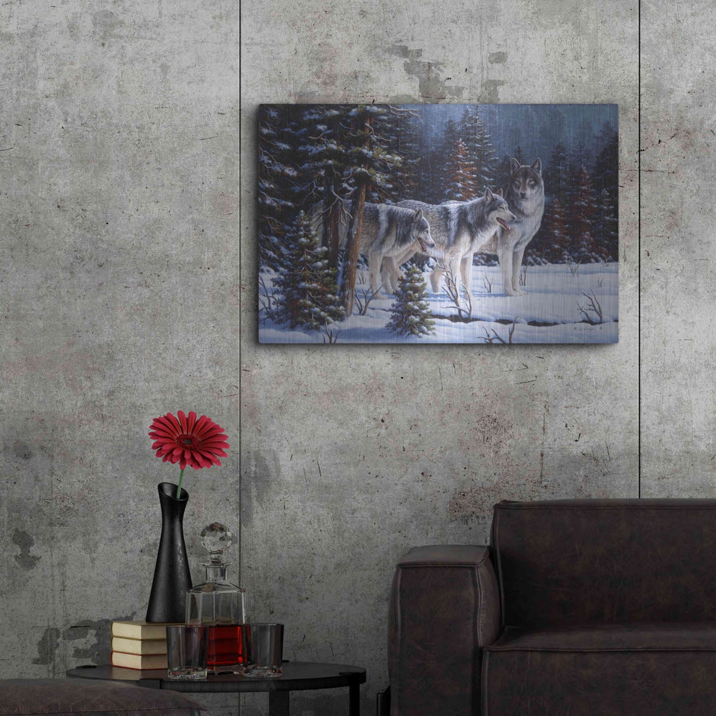 Luxe Metal Art 'Winter Coats' by R. Hed, Metal Wall Art,36x24