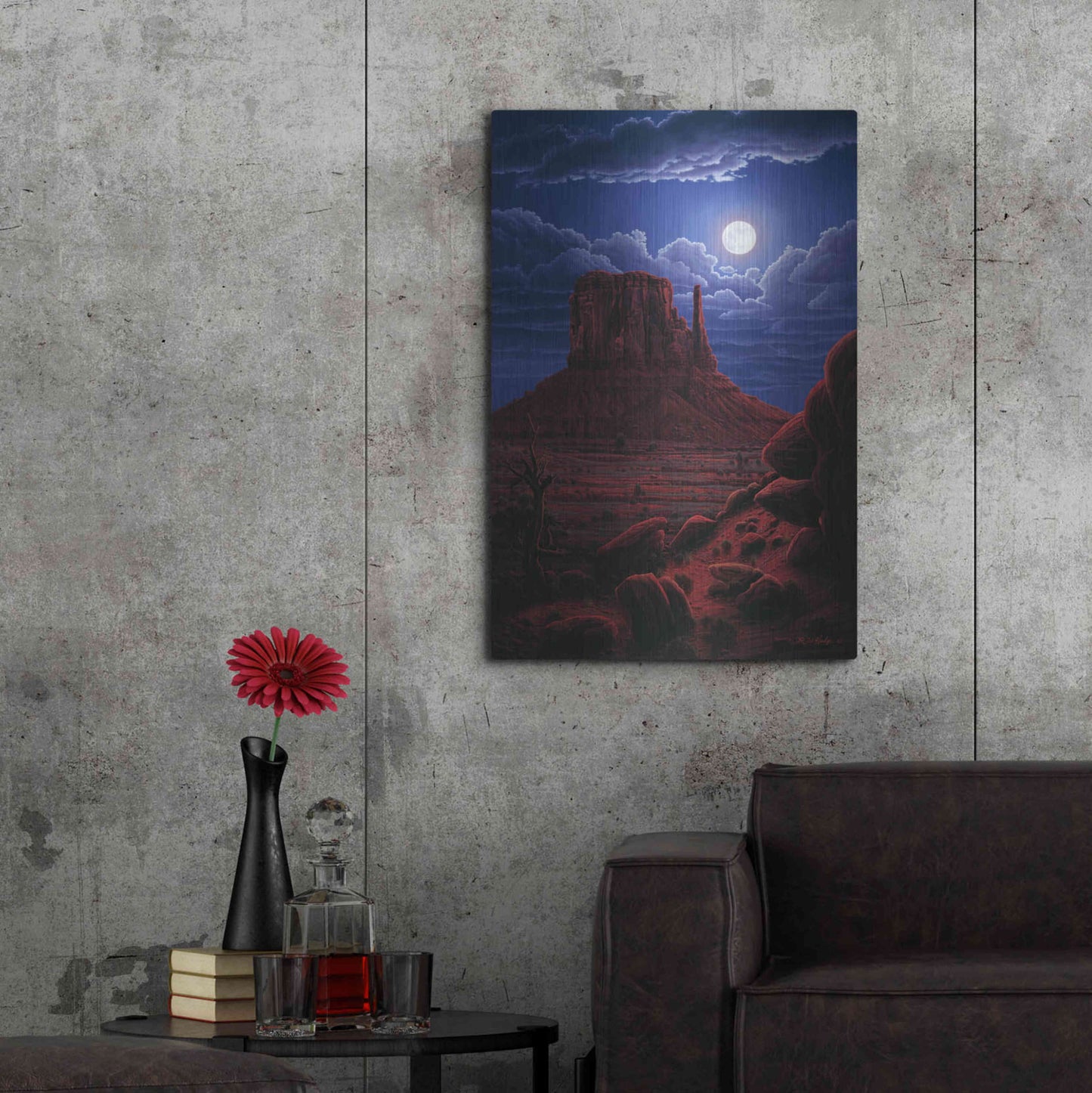 Luxe Metal Art 'Navaho Moon' by R. Hed, Metal Wall Art,24x36
