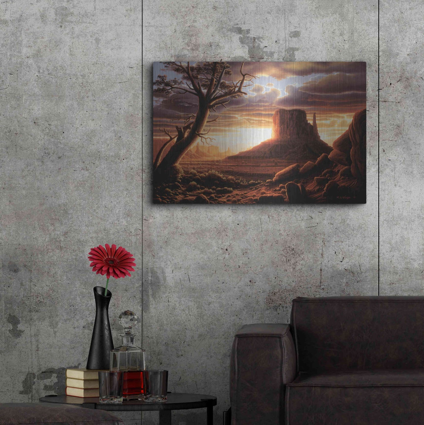 Luxe Metal Art 'The Southwest Sun' by R. Hed, Metal Wall Art,36x24