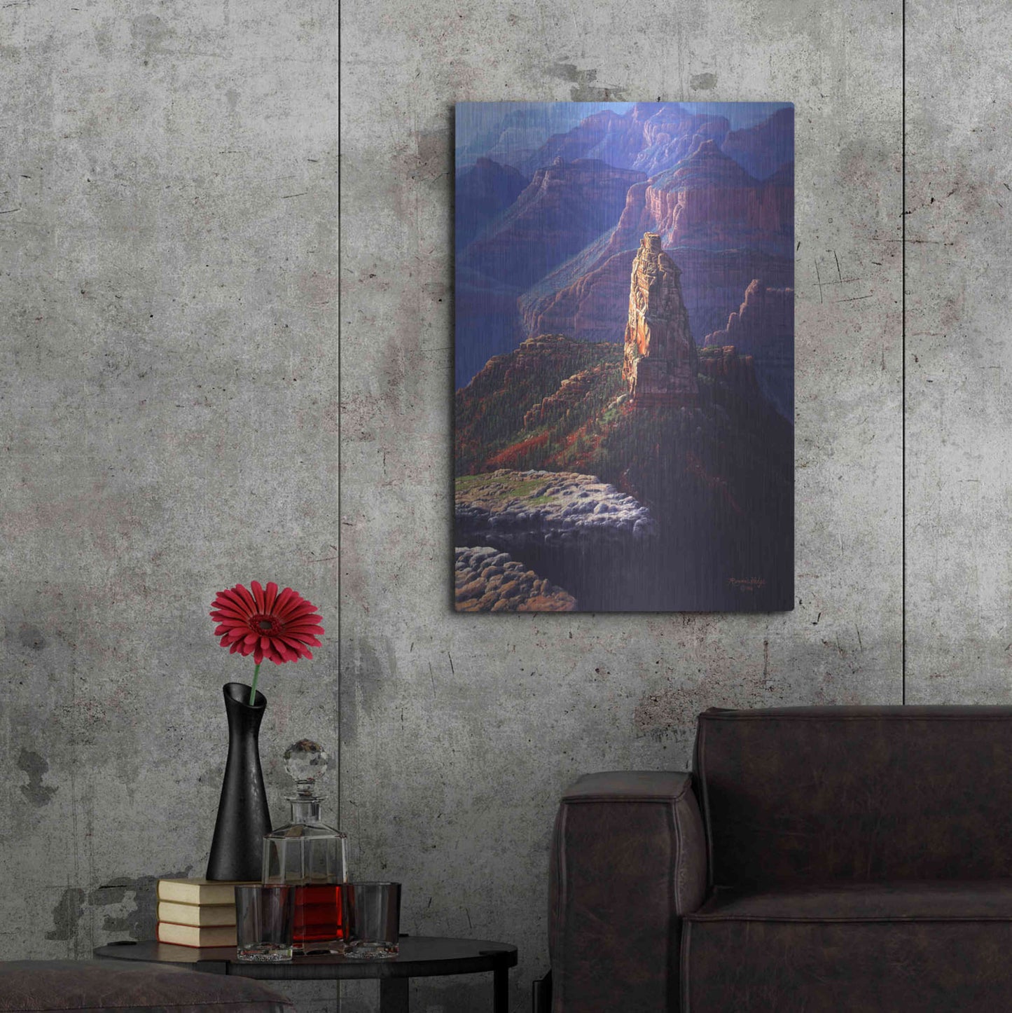 Luxe Metal Art 'The Guardian Mountain' by R. Hed, Metal Wall Art,24x36