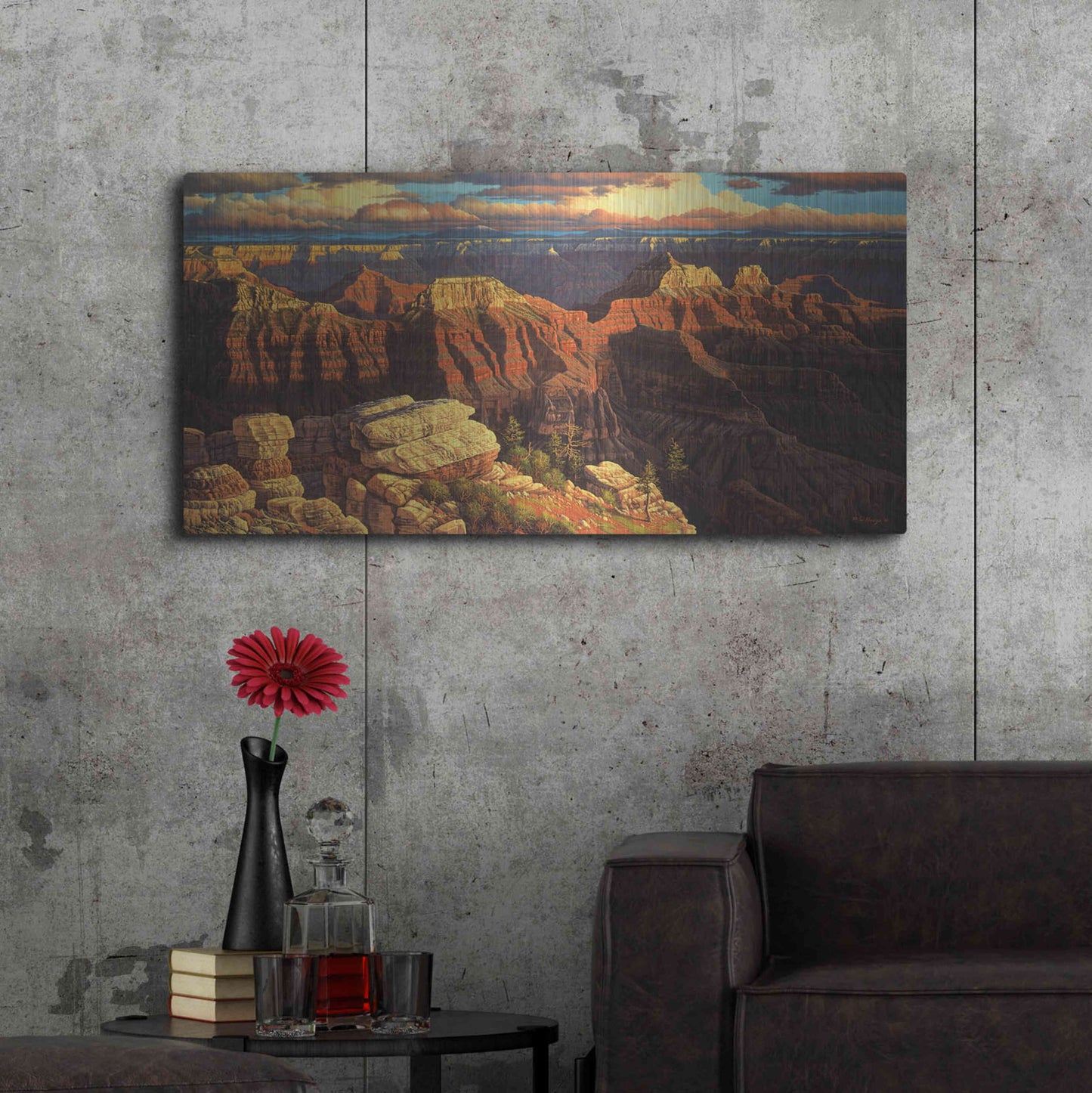 Luxe Metal Art 'Surrender To The Ages' by R. Hed, Metal Wall Art,48x24