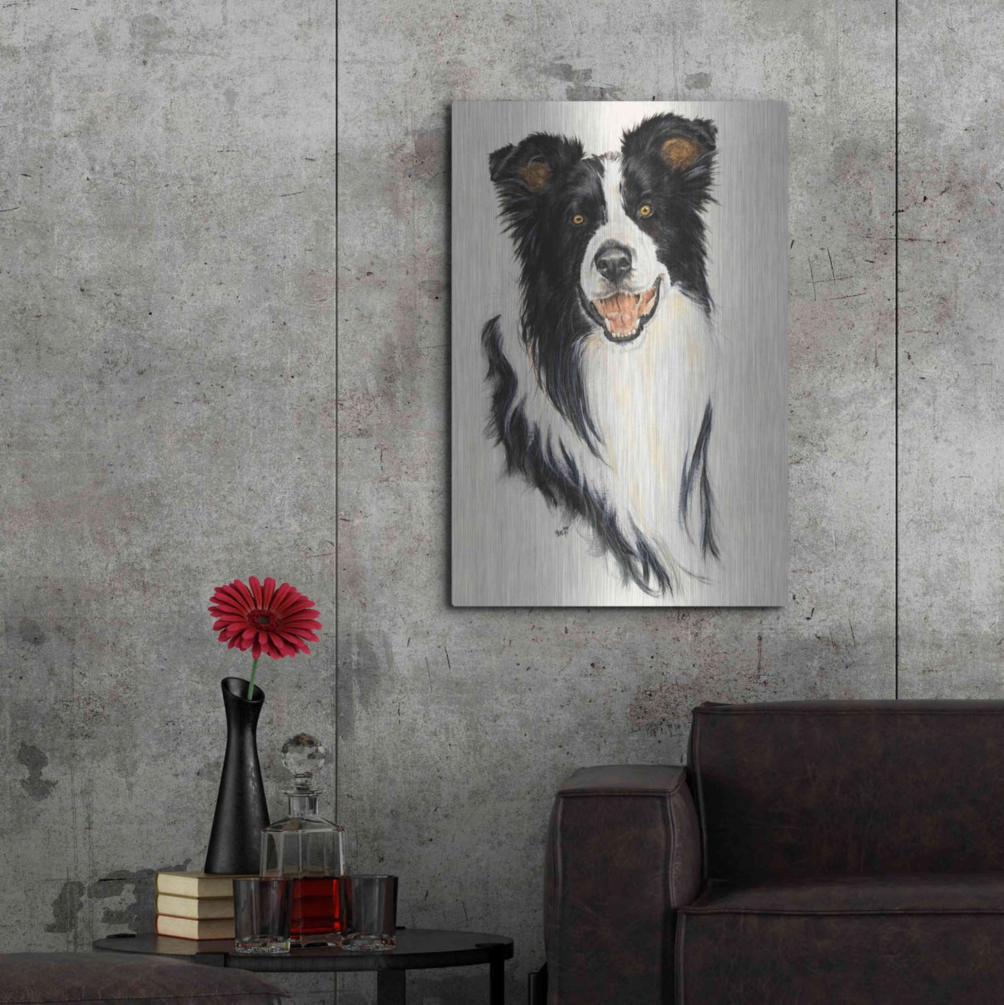 Luxe Metal Art 'Border Collie' by Barbara Keith, Metal Wall Art,24x36