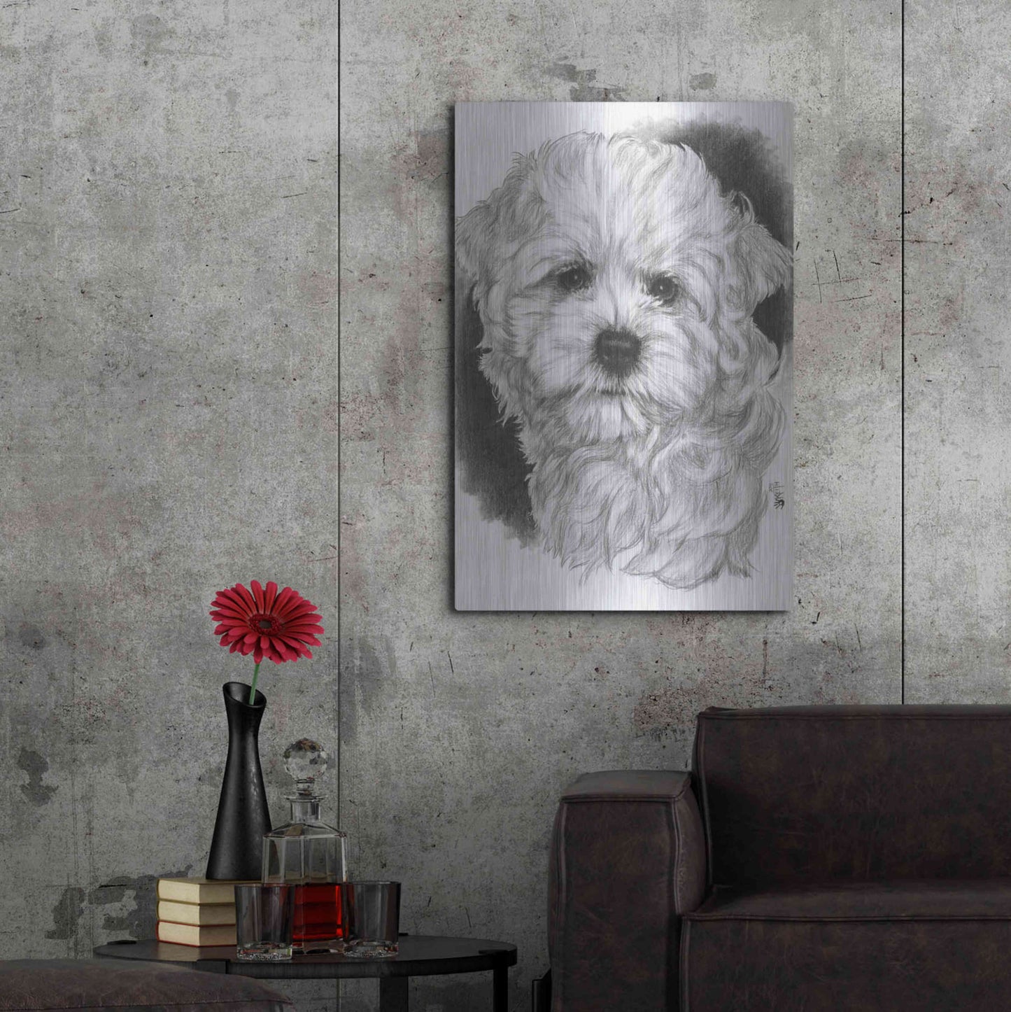 Luxe Metal Art 'Maltichon' by Barbara Keith, Metal Wall Art,24x36