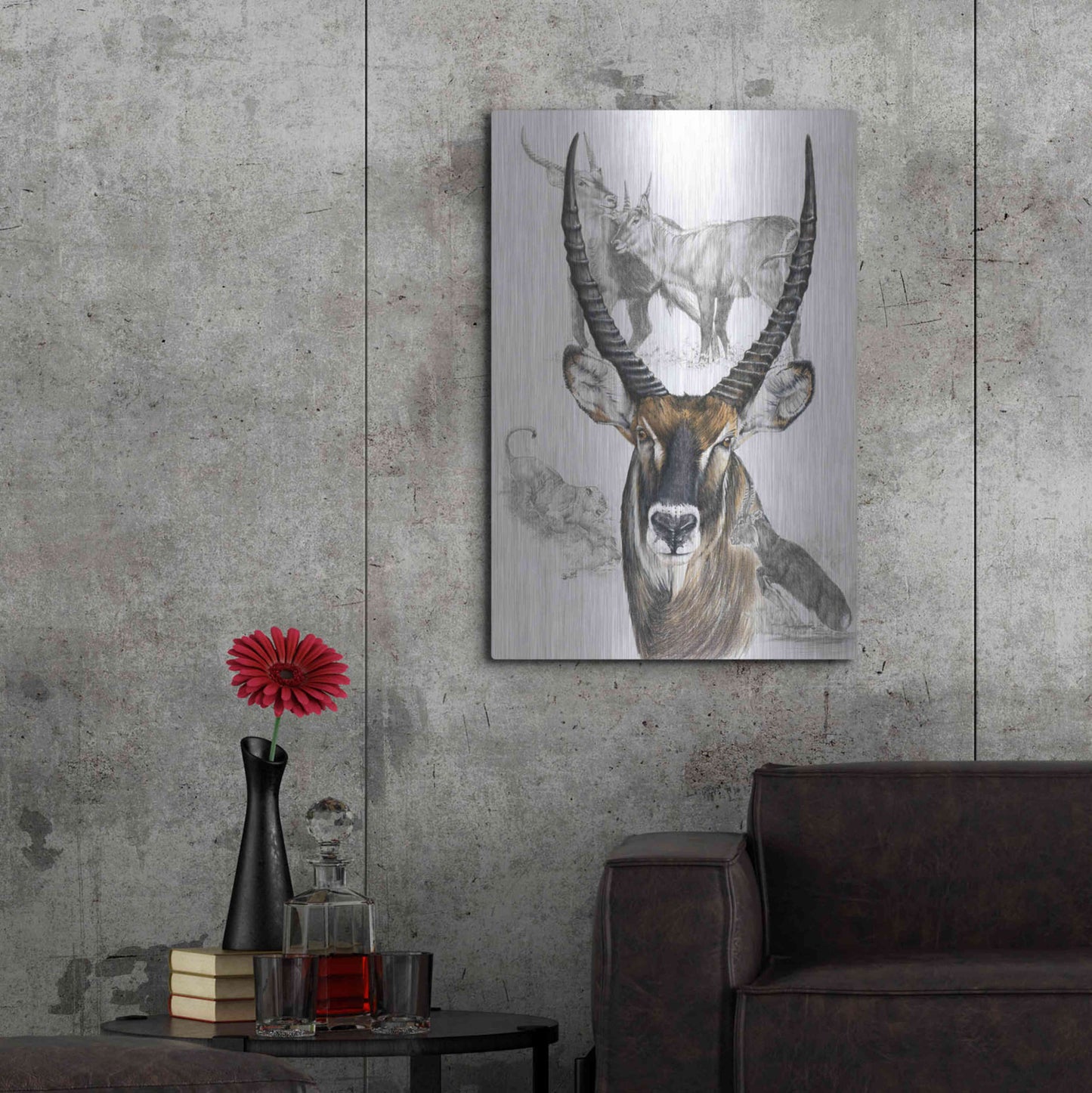 Luxe Metal Art 'Waterbuck' by Barbara Keith, Metal Wall Art,24x36