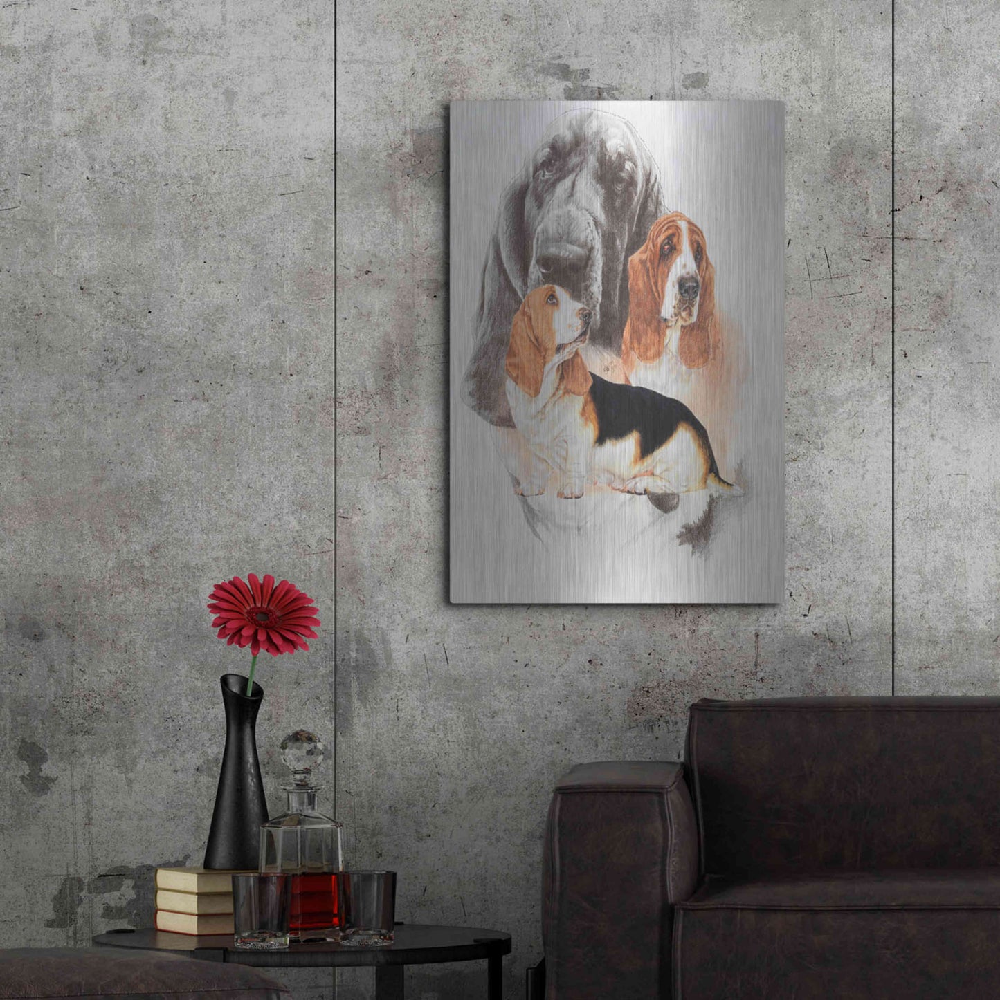 Luxe Metal Art 'Basset and Ghost' by Barbara Keith, Metal Wall Art,24x36