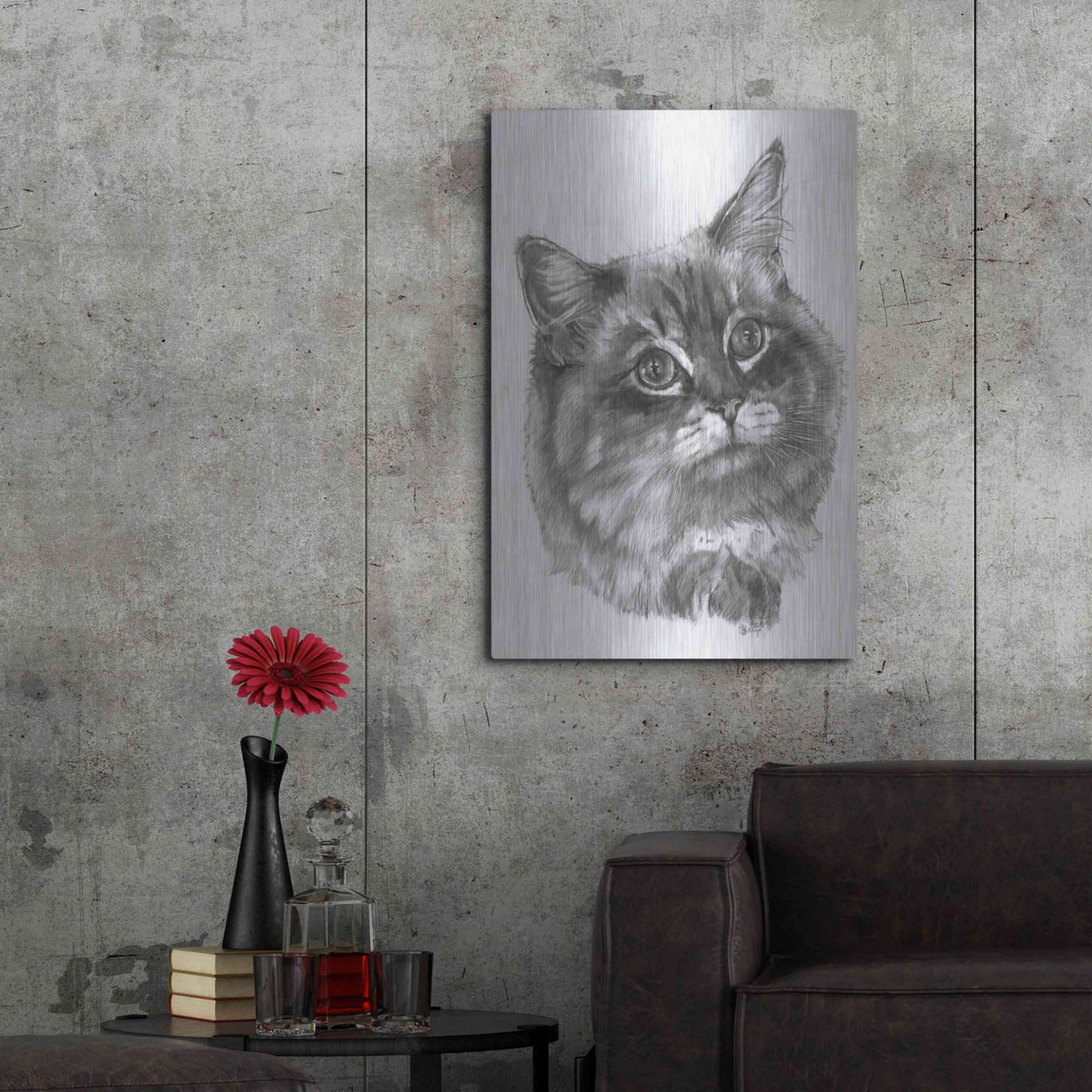 Luxe Metal Art 'Kitty' by Barbara Keith, Metal Wall Art,24x36