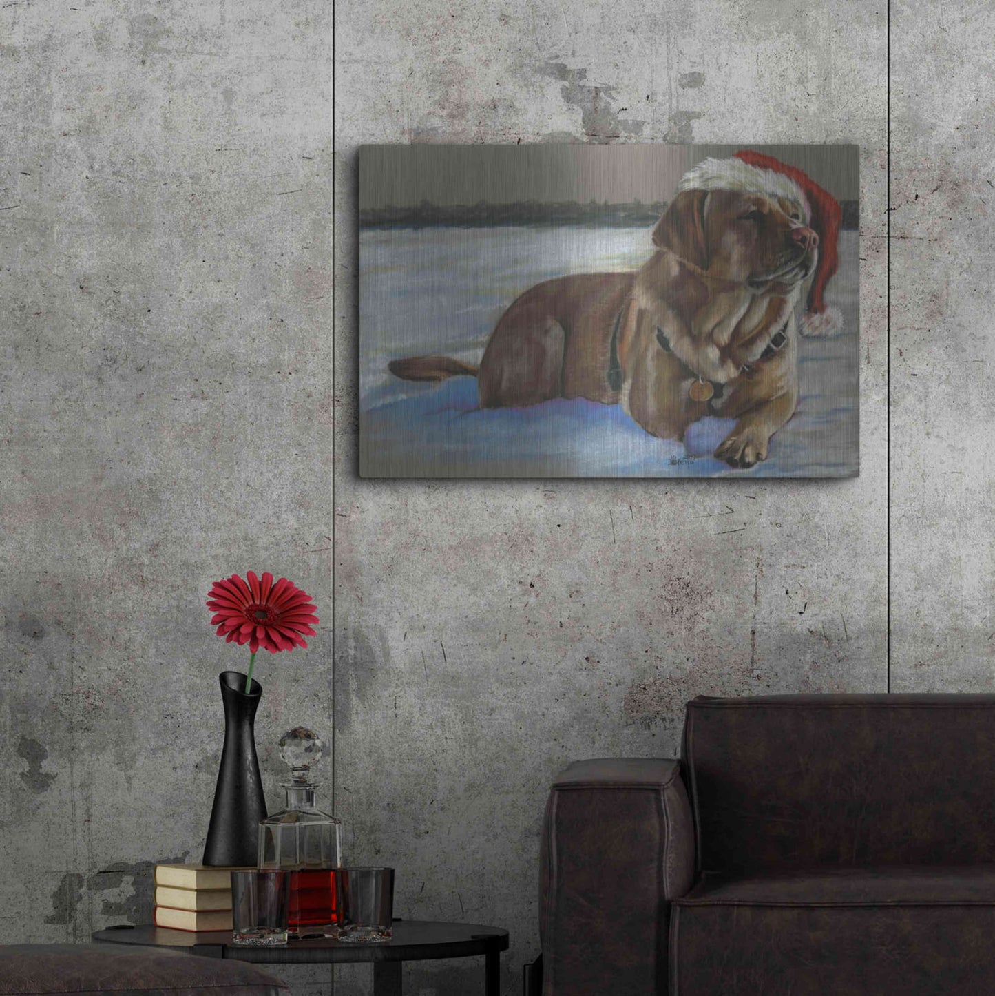 Luxe Metal Art 'Santa's Fuzzy Elf' by Barbara Keith, Metal Wall Art,36x24