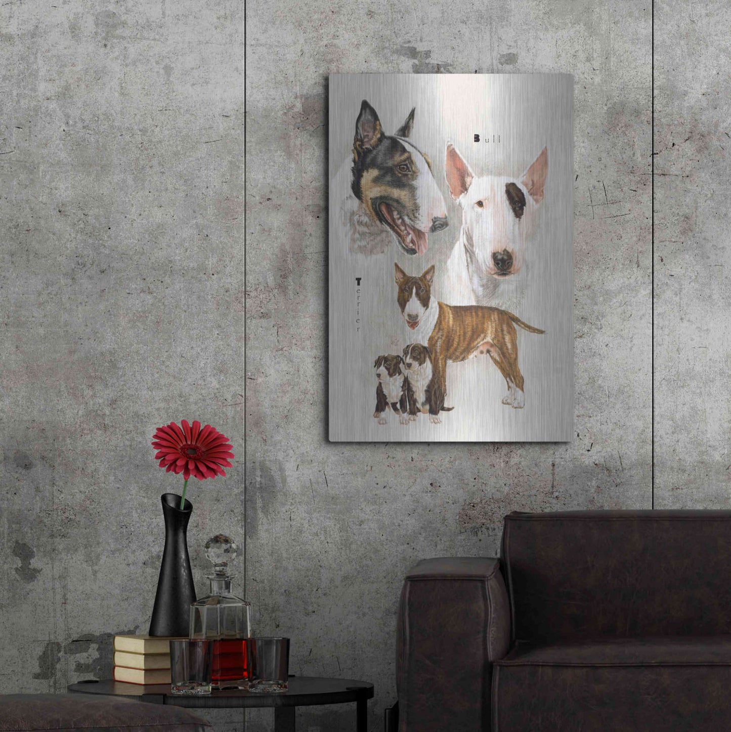 Luxe Metal Art 'Bull Terrier' by Barbara Keith, Metal Wall Art,24x36