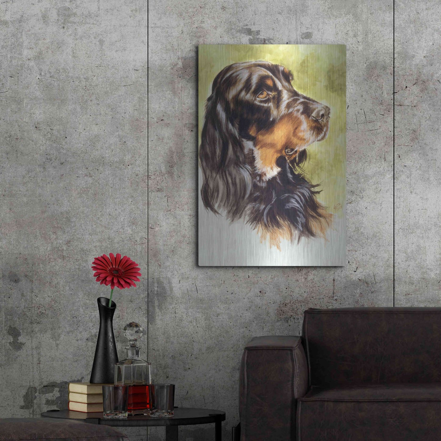 Luxe Metal Art 'Gordon Setter' by Barbara Keith, Metal Wall Art,24x36