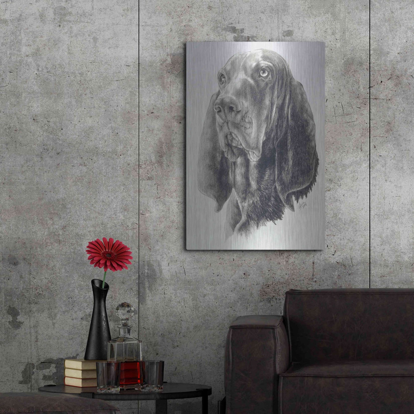 Luxe Metal Art 'Black & Tan Coonhound' by Barbara Keith, Metal Wall Art,24x36