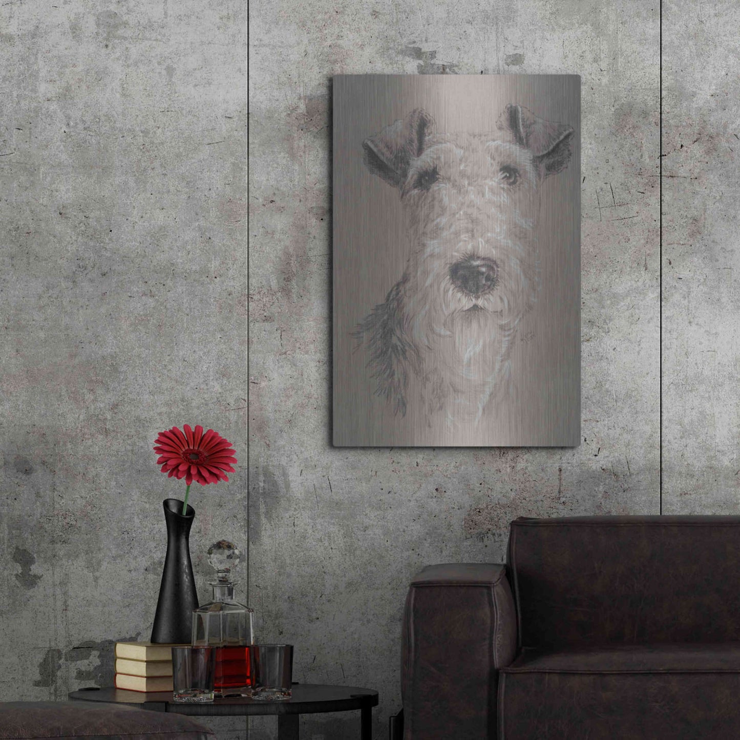 Luxe Metal Art 'Wire Fox Terrier' by Barbara Keith, Metal Wall Art,24x36