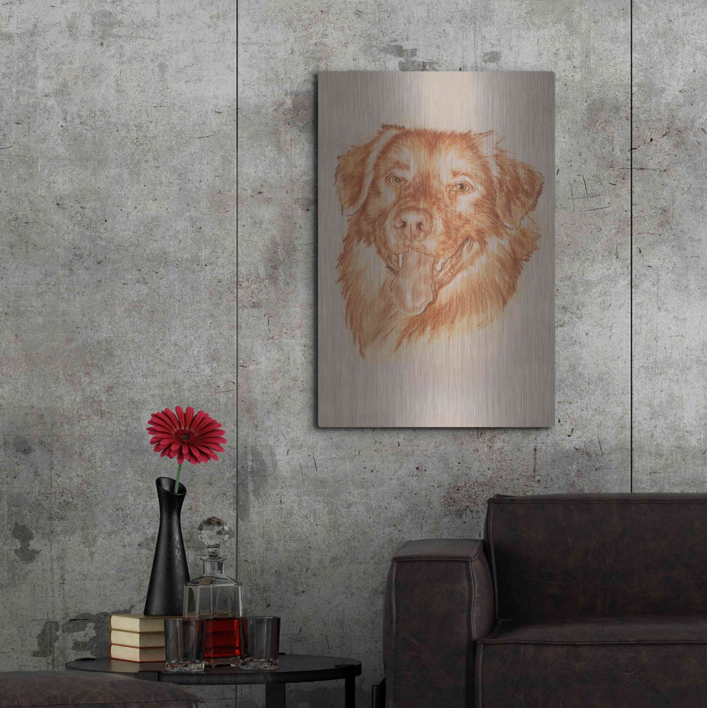 Luxe Metal Art 'Golden Retriever' by Barbara Keith, Metal Wall Art,24x36