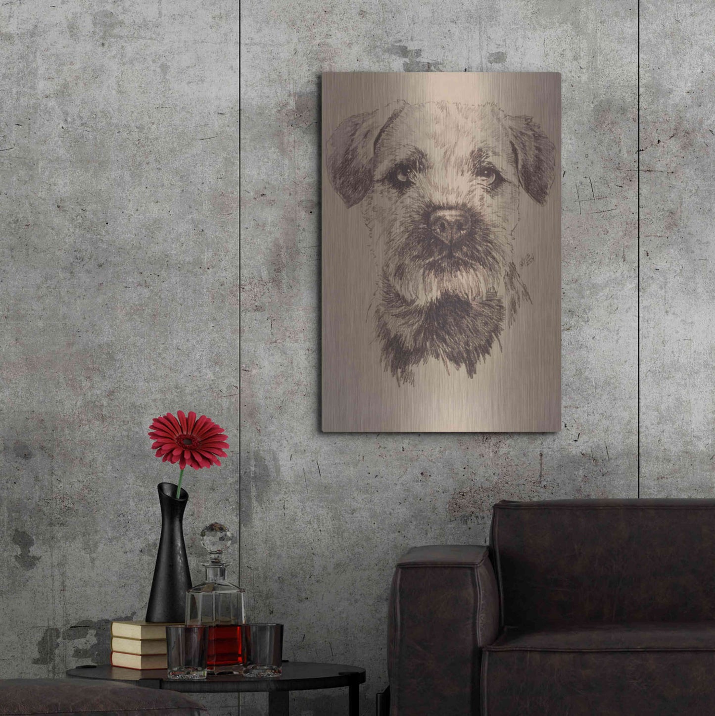 Luxe Metal Art 'Border Terrier' by Barbara Keith, Metal Wall Art,24x36