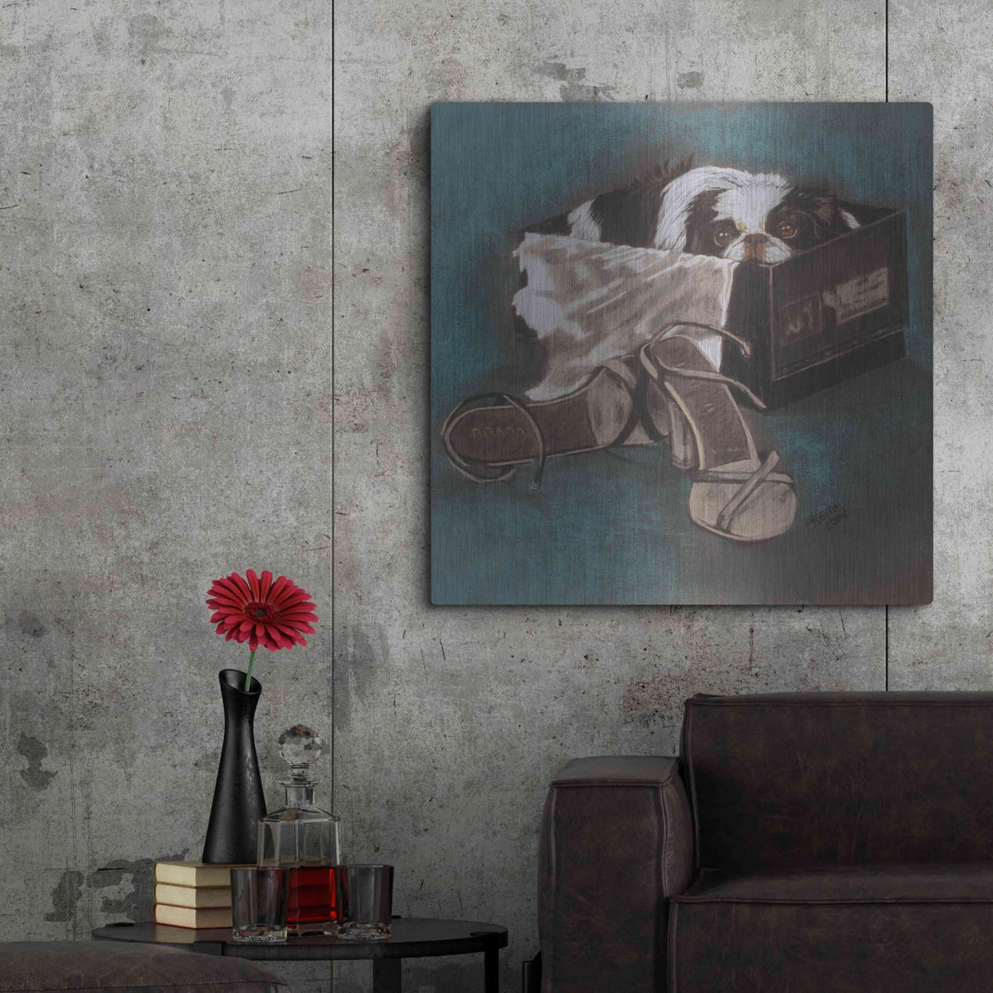 Luxe Metal Art 'Japanese Chin' by Barbara Keith, Metal Wall Art,36x36