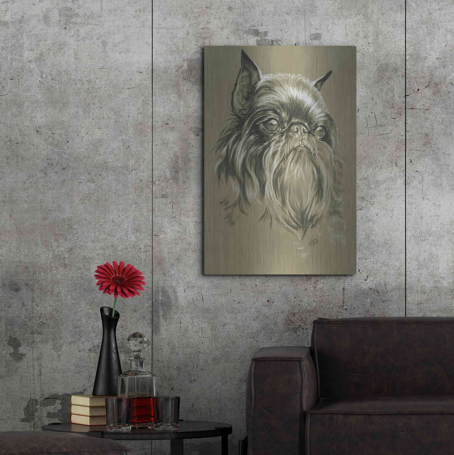 Luxe Metal Art 'Belgian Griffon' by Barbara Keith, Metal Wall Art,24x36