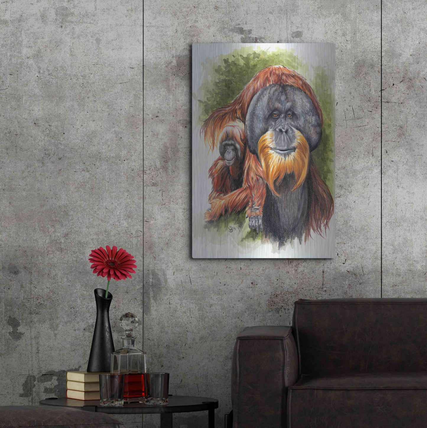 Luxe Metal Art 'Orangutan Soul' by Barbara Keith, Metal Wall Art,24x36