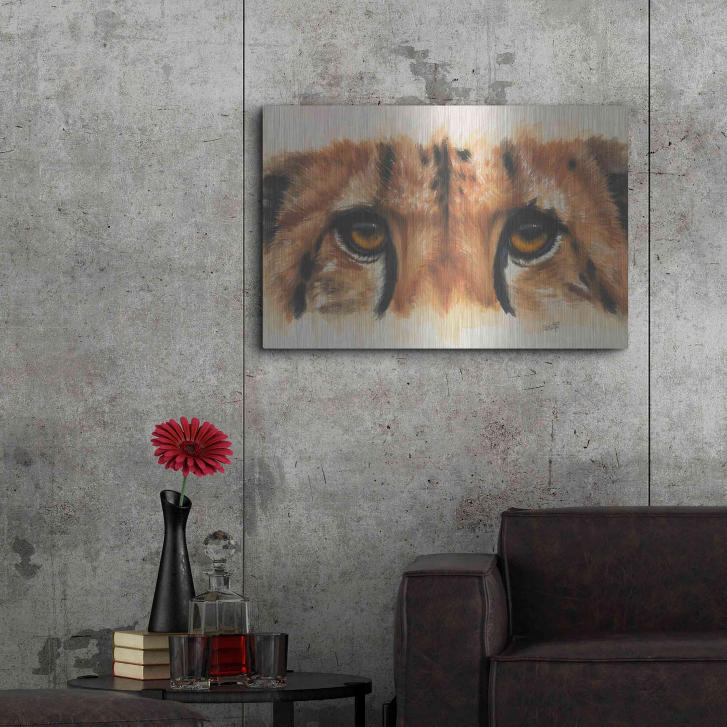 Luxe Metal Art 'Eye- Catching Cheetah' by Barbara Keith, Metal Wall Art,36x24